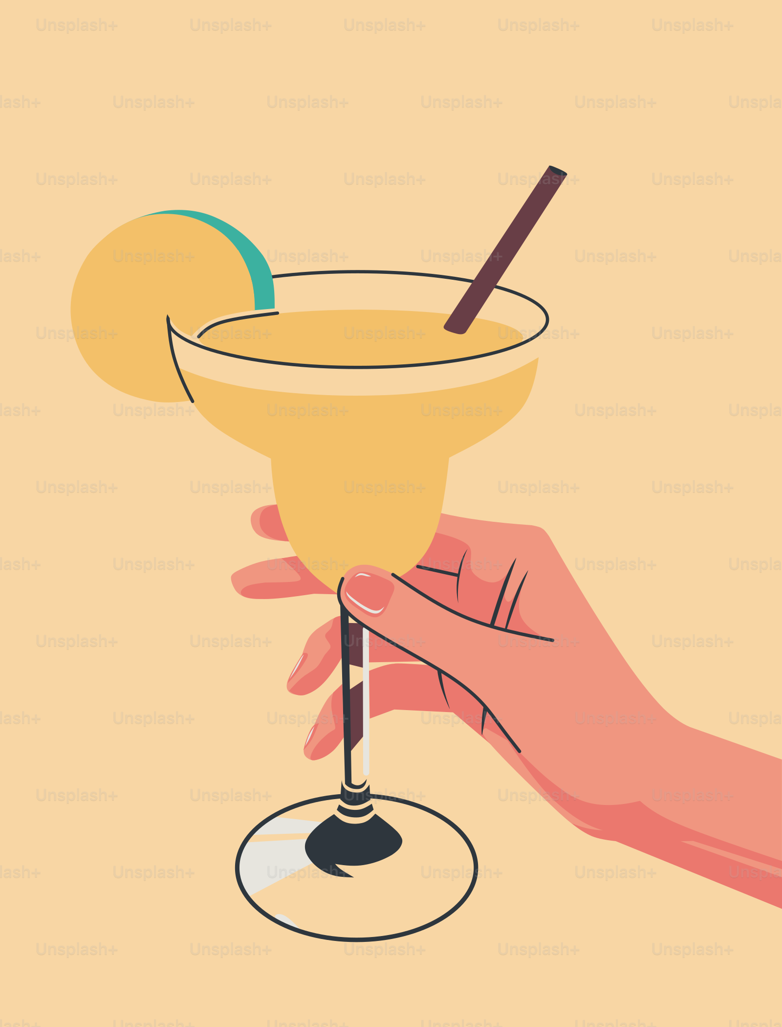 A hand holding a glass with a drink in it