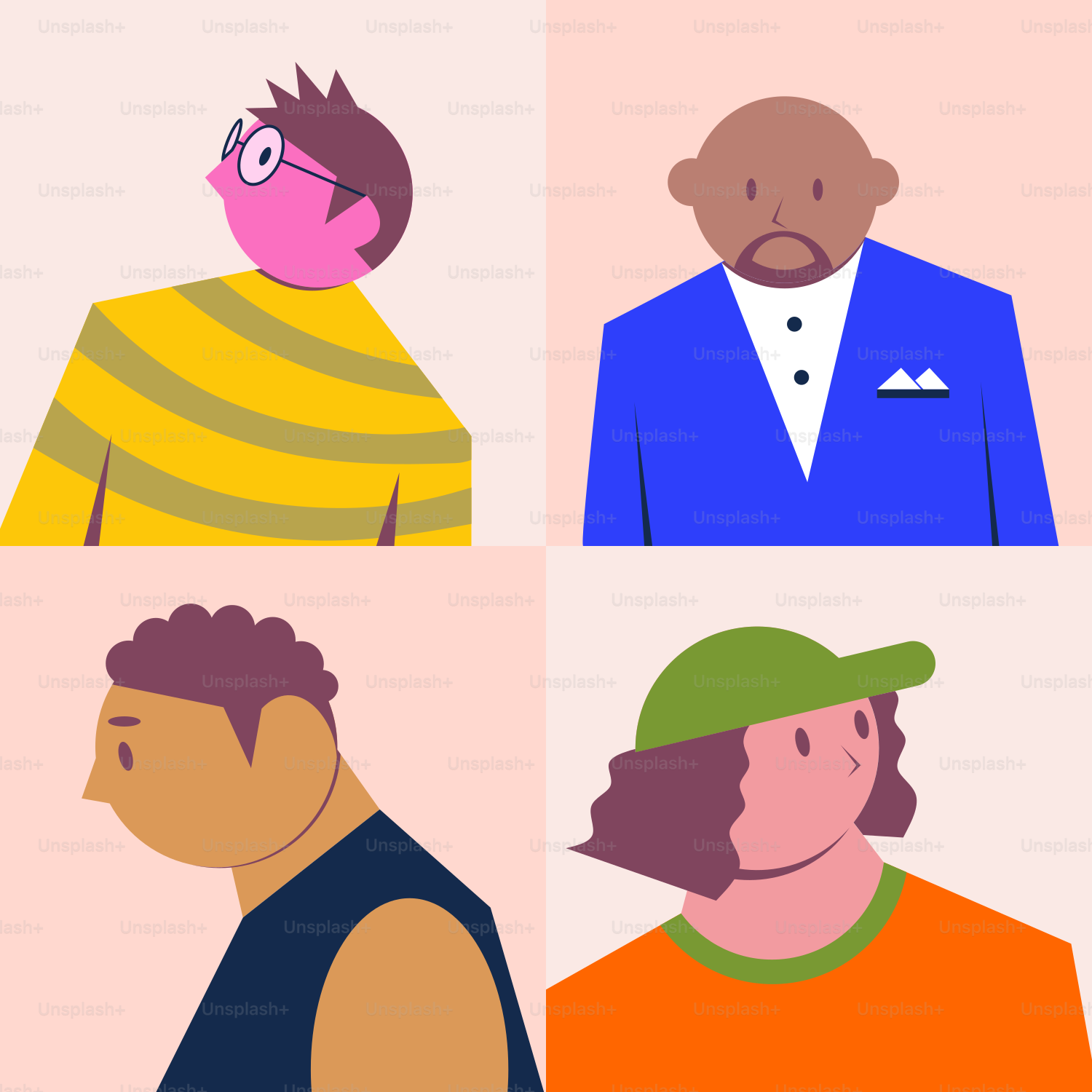 A group of people with different facial expressions