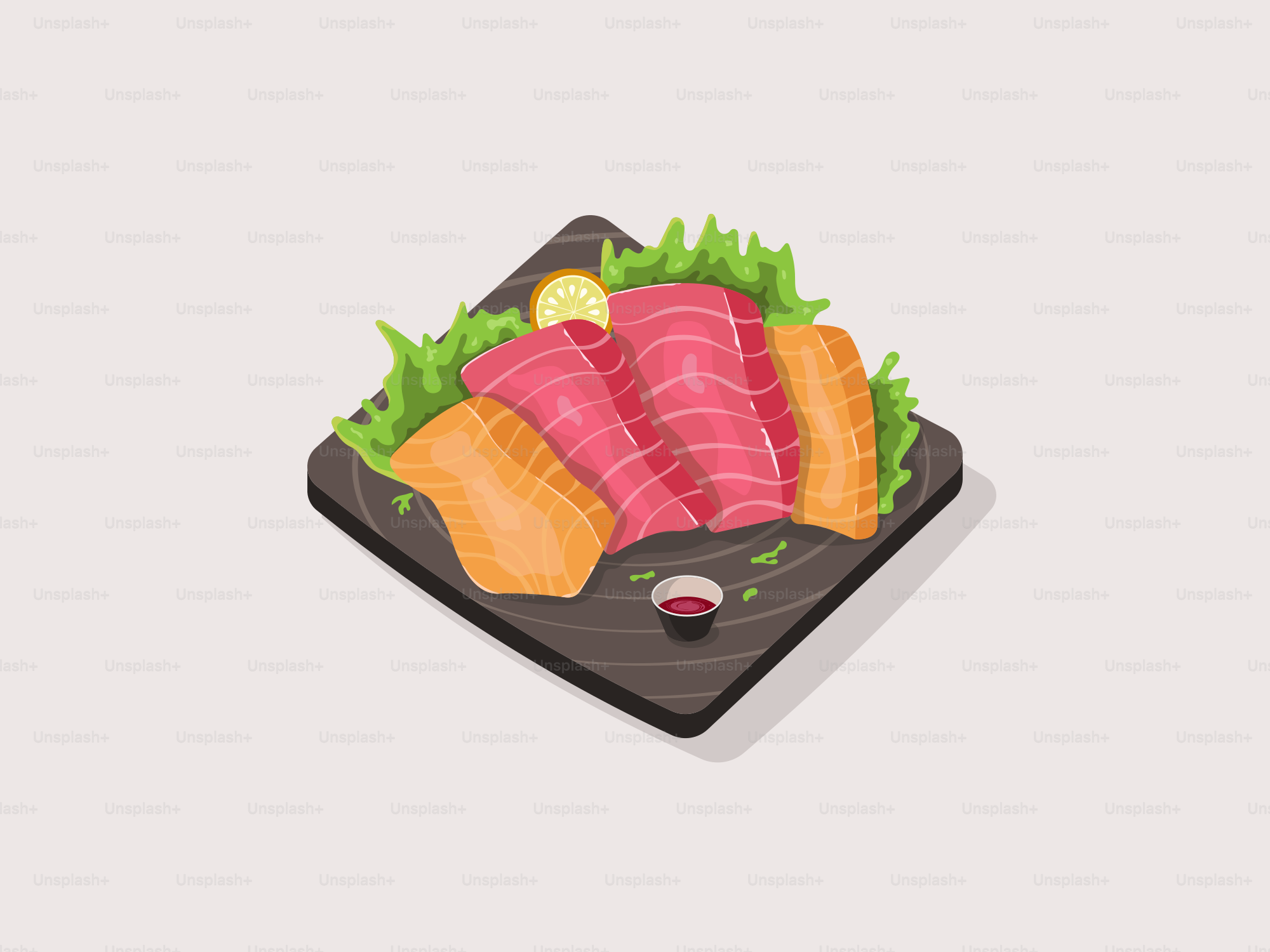A plate of sushi on a white background
