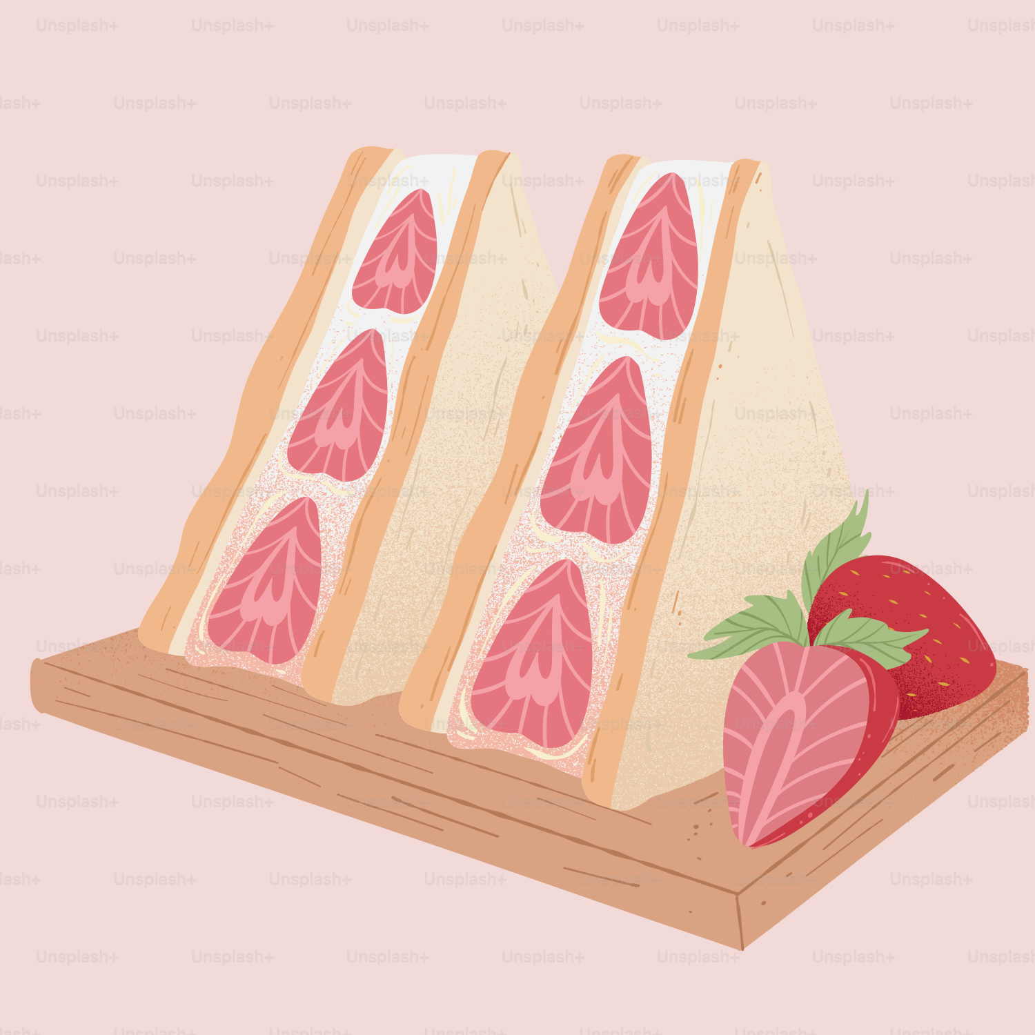 Un fond rose avec trois tranches de pain et des fraises vectoriel – Image  de Nourriture sur Unsplash, image size:3000x3000