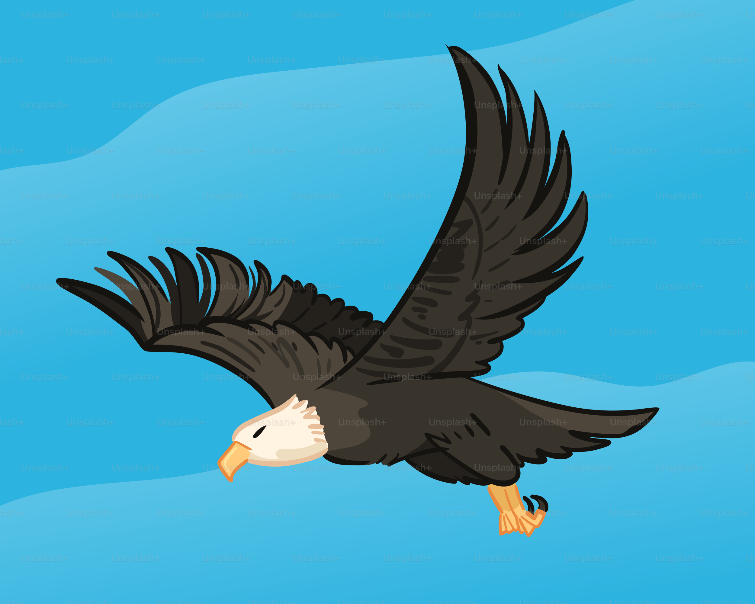 An eagle flying in the sky with its wings spread