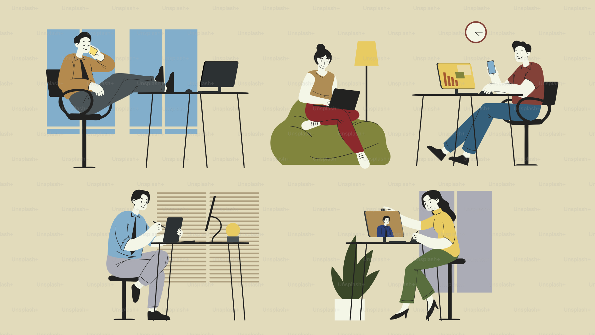 Un par de personas sentadas en una mesa con portátiles