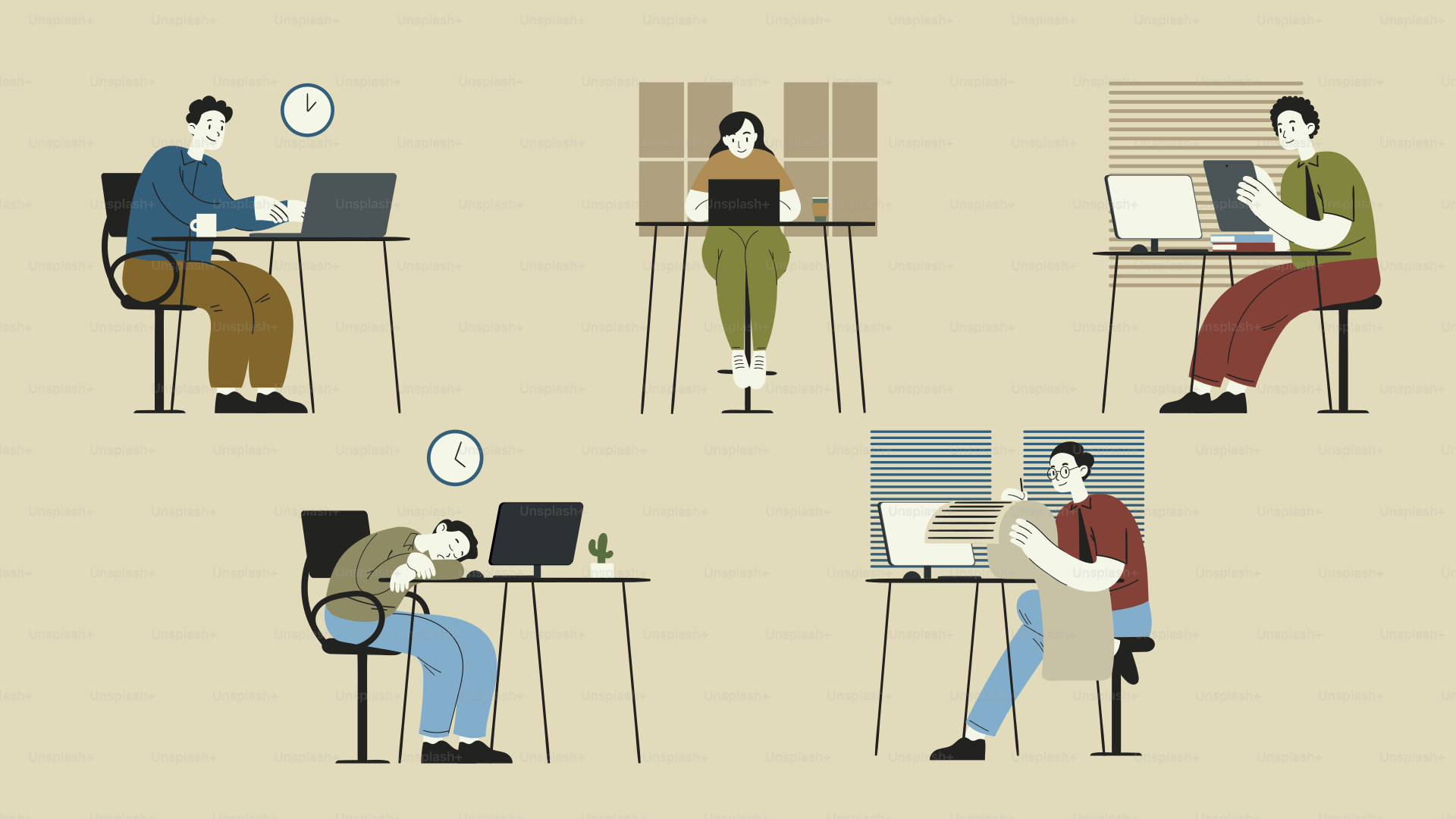 A group of people sitting at a table working on laptops