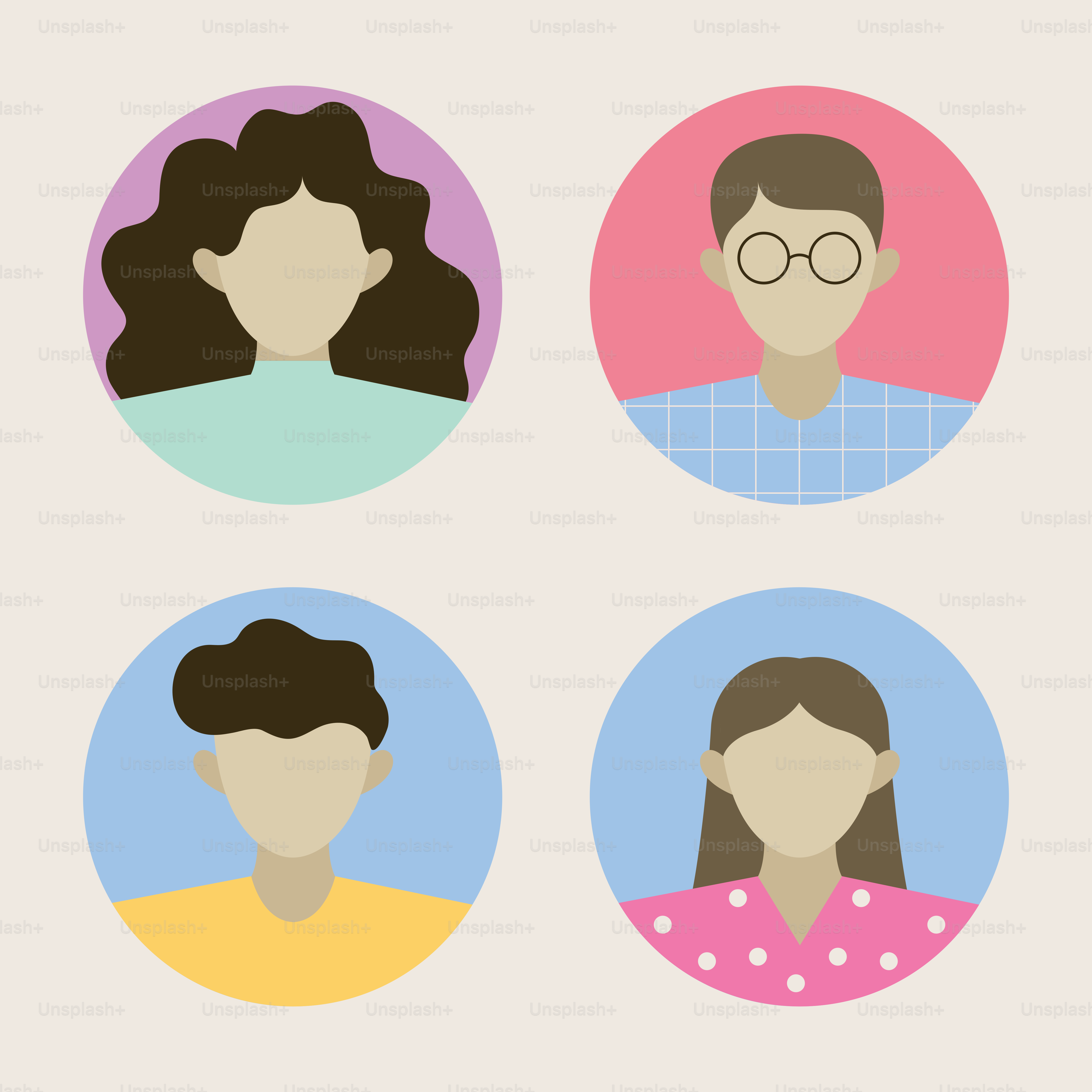 하얀 배경에 원을 그리며 모인 사람들 무리