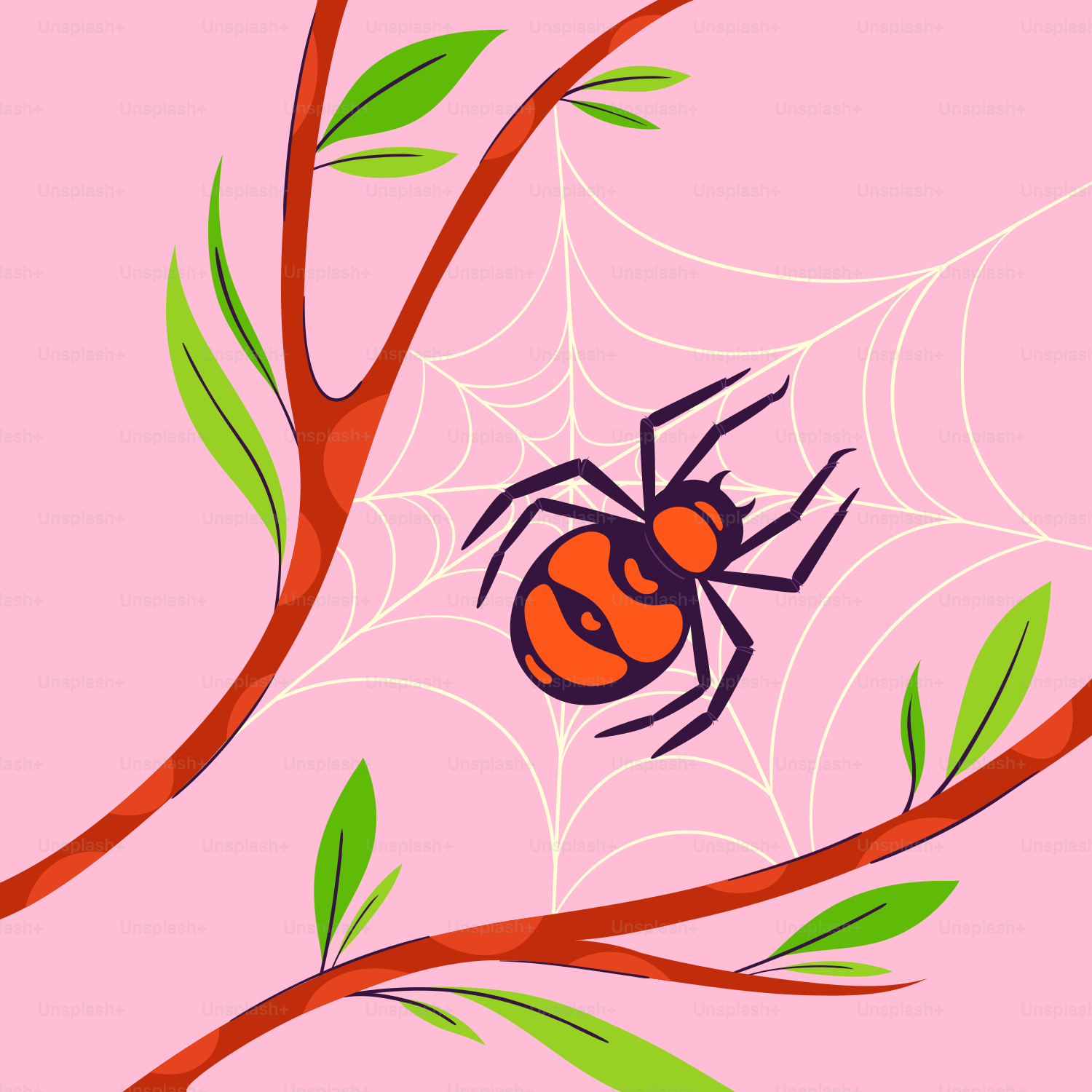 A spider sitting on top of a tree branch