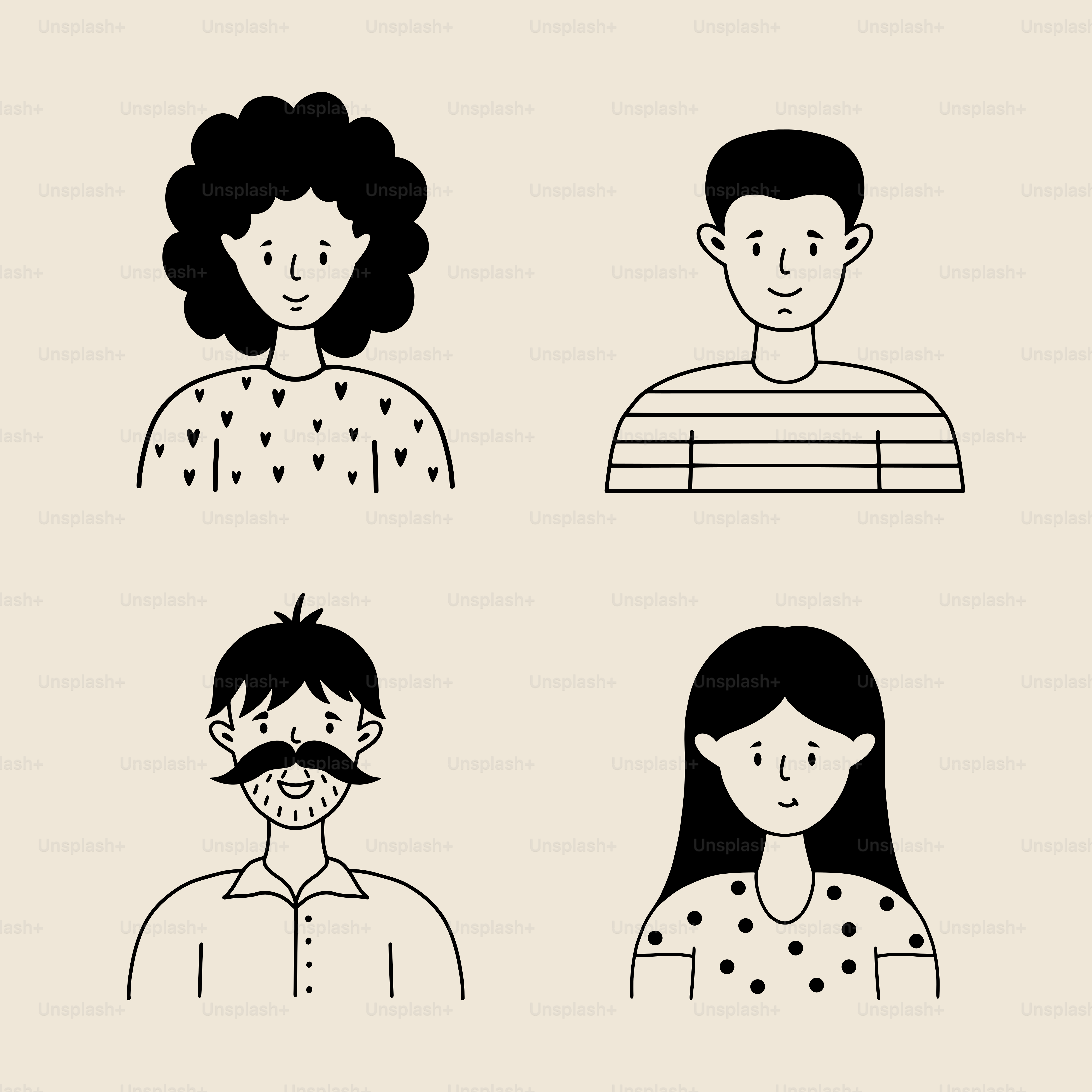Un grupo de personas con diferentes pelos y bigotes