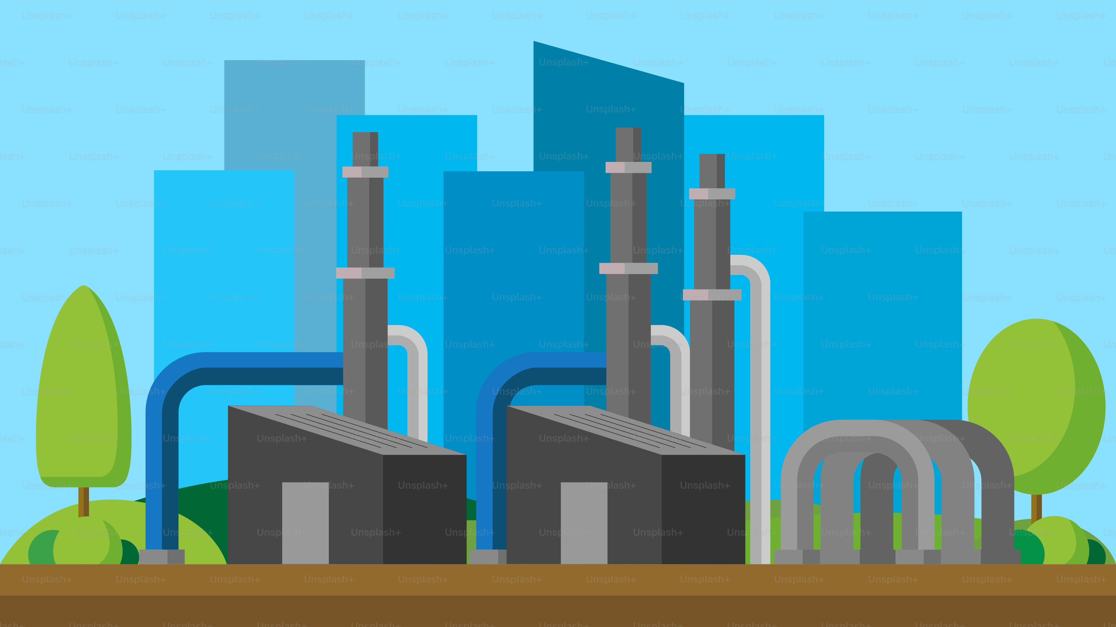 A picture of a city with a lot of pipes