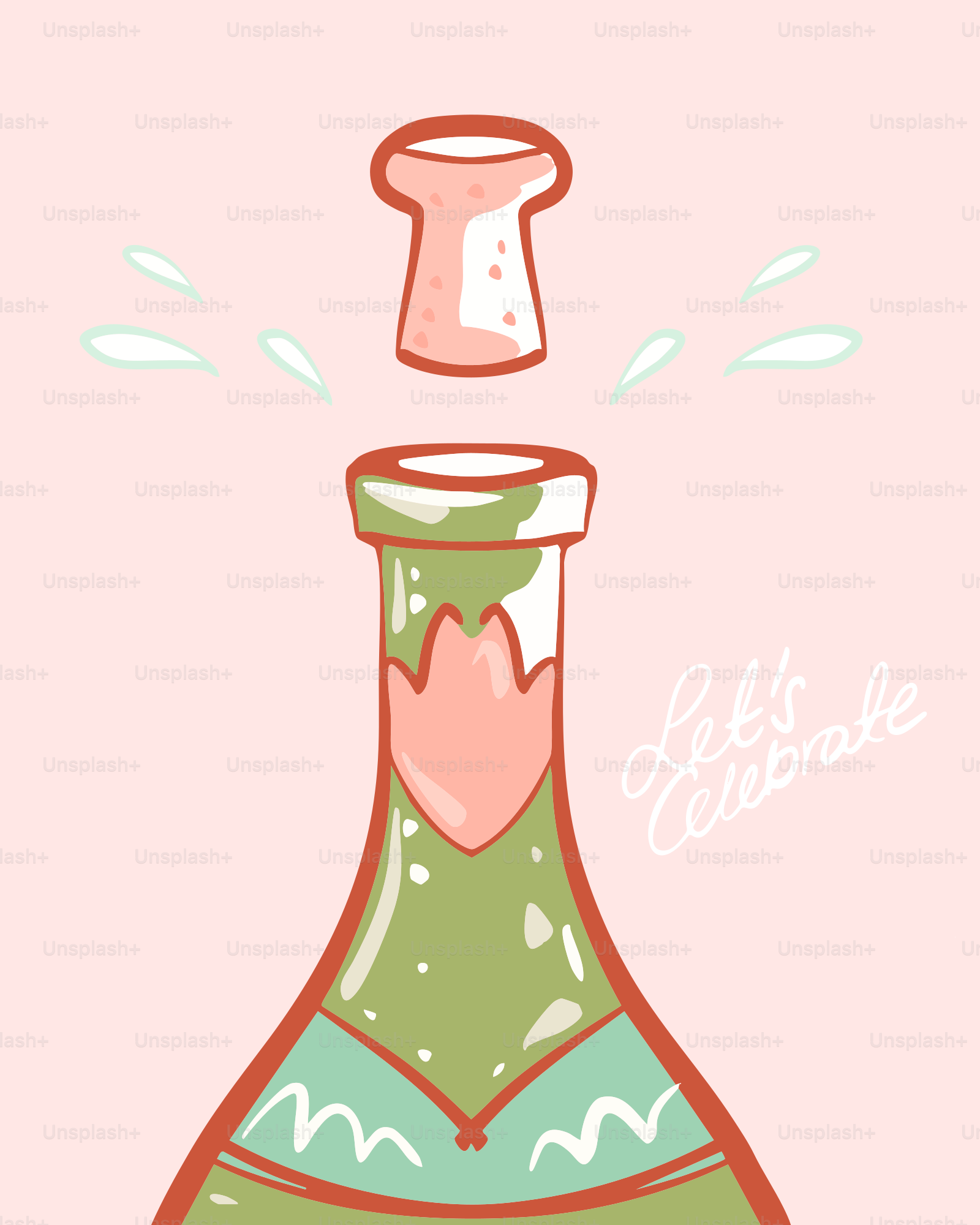 A drawing of a bottle of wine with a corkscrew sticking out of it