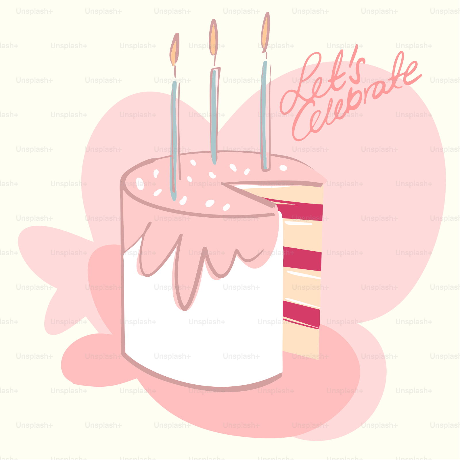 A birthday card with a cake and candles