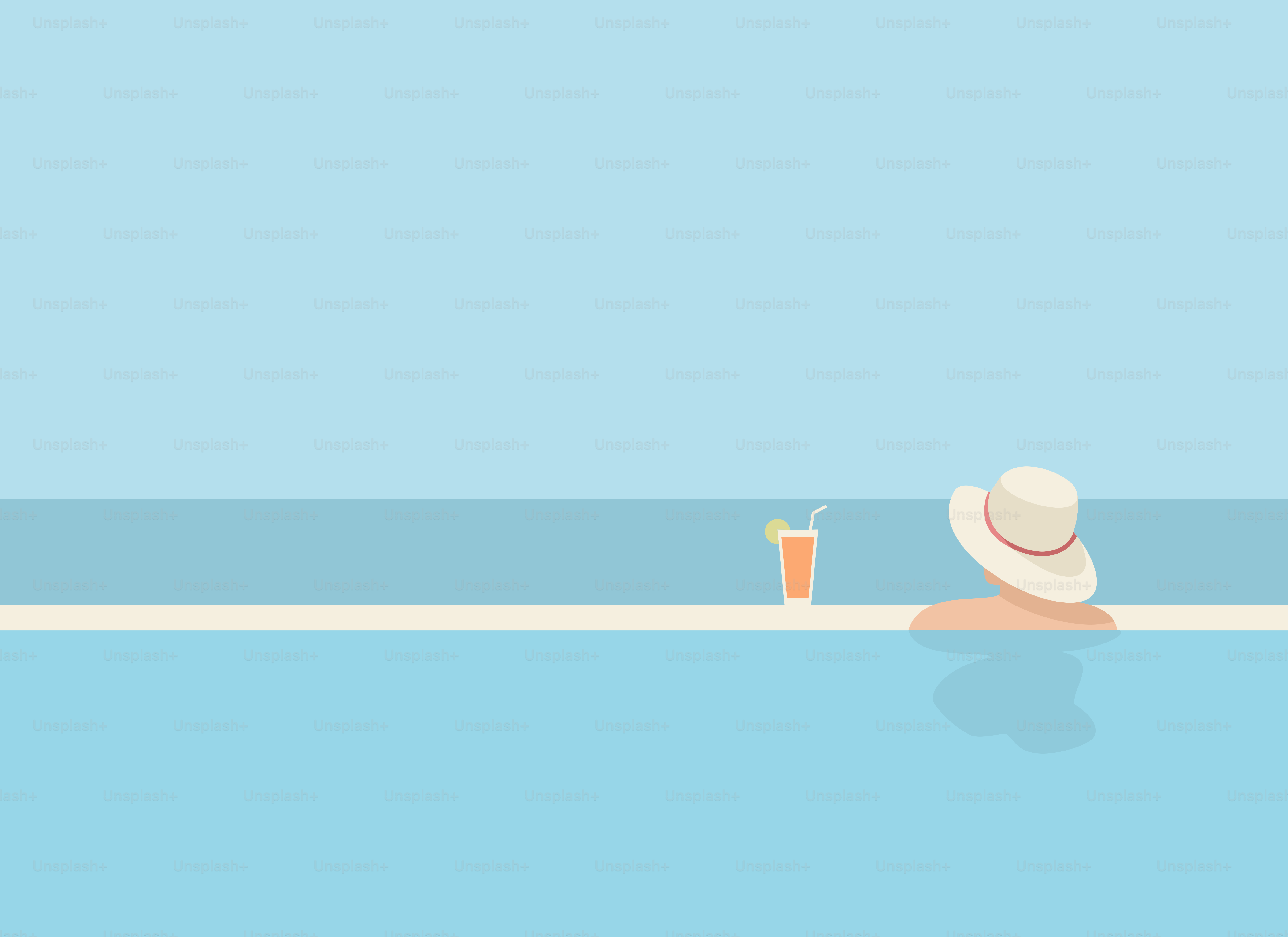 A person sitting in a pool with a hat on their head