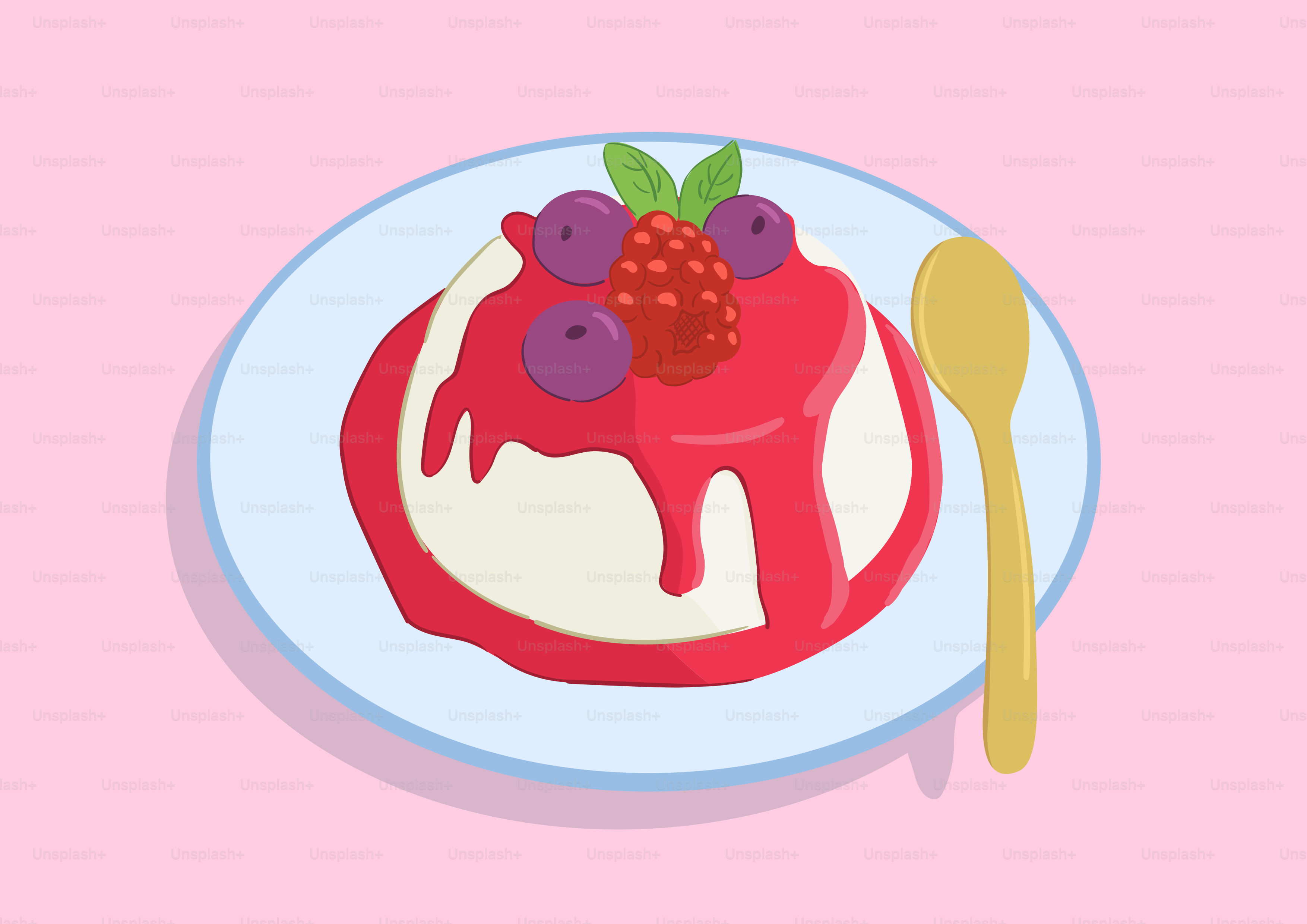 A white plate topped with a dessert covered in fruit