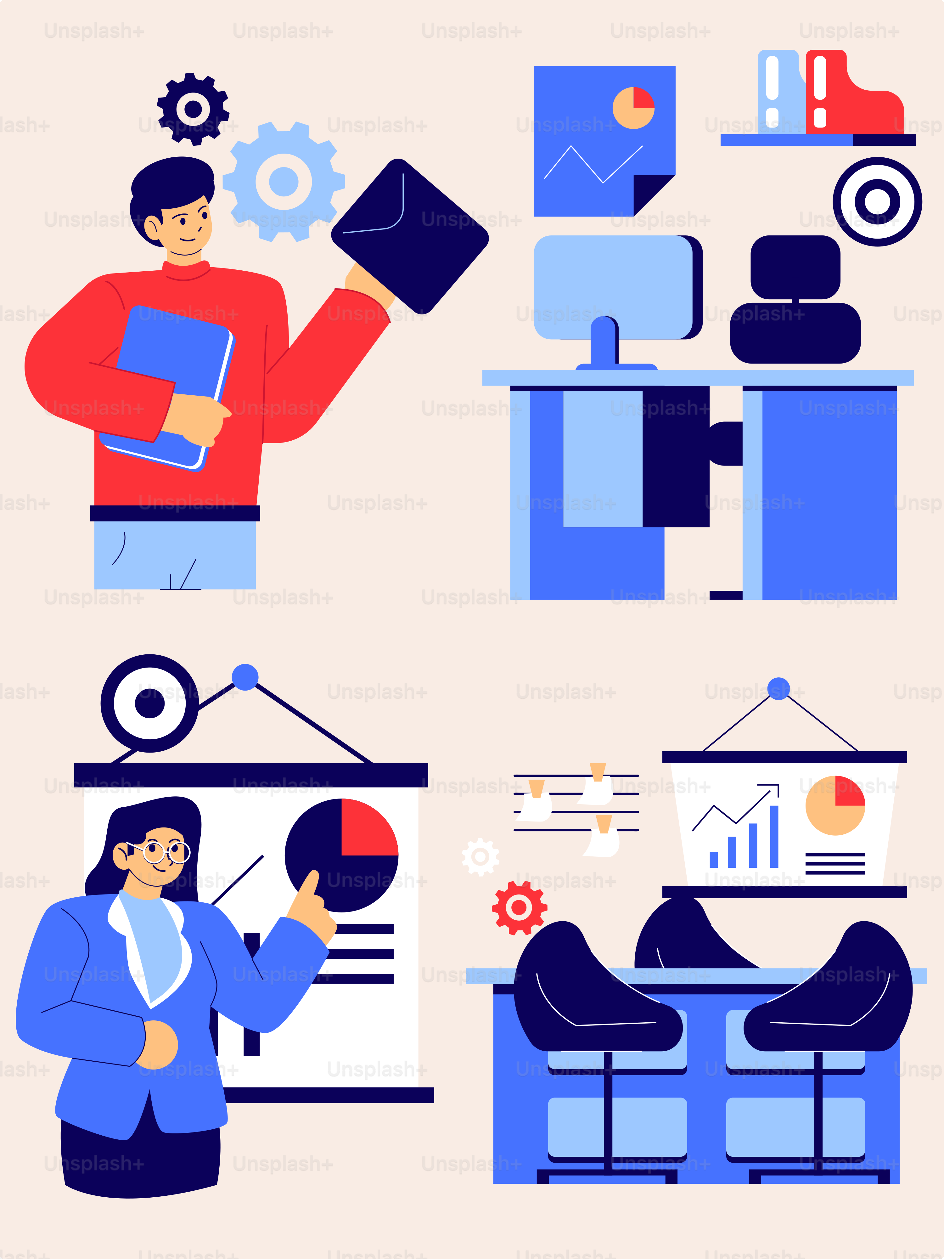 A group of people standing around a desk