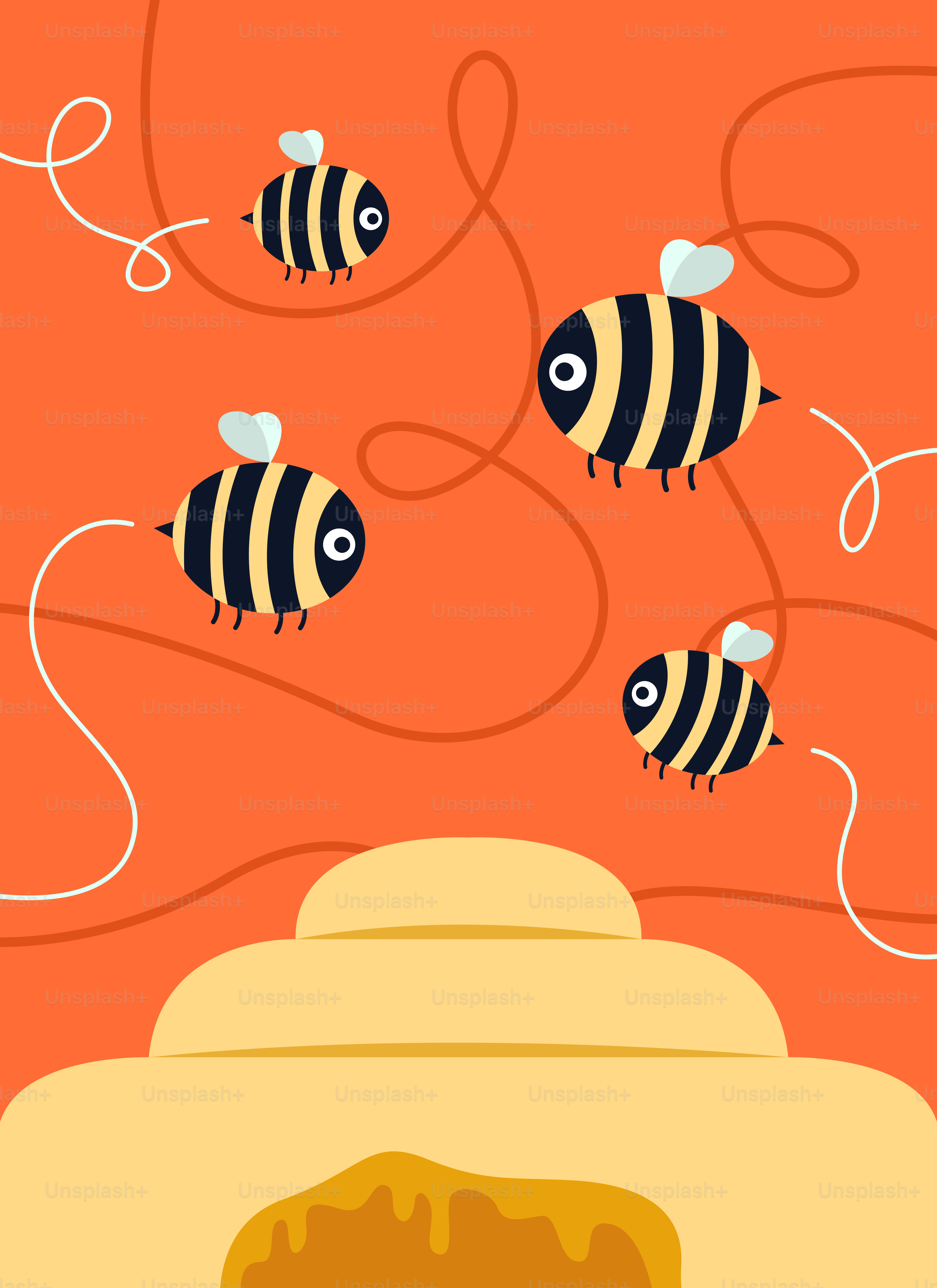 A honey jar filled with honey and bees