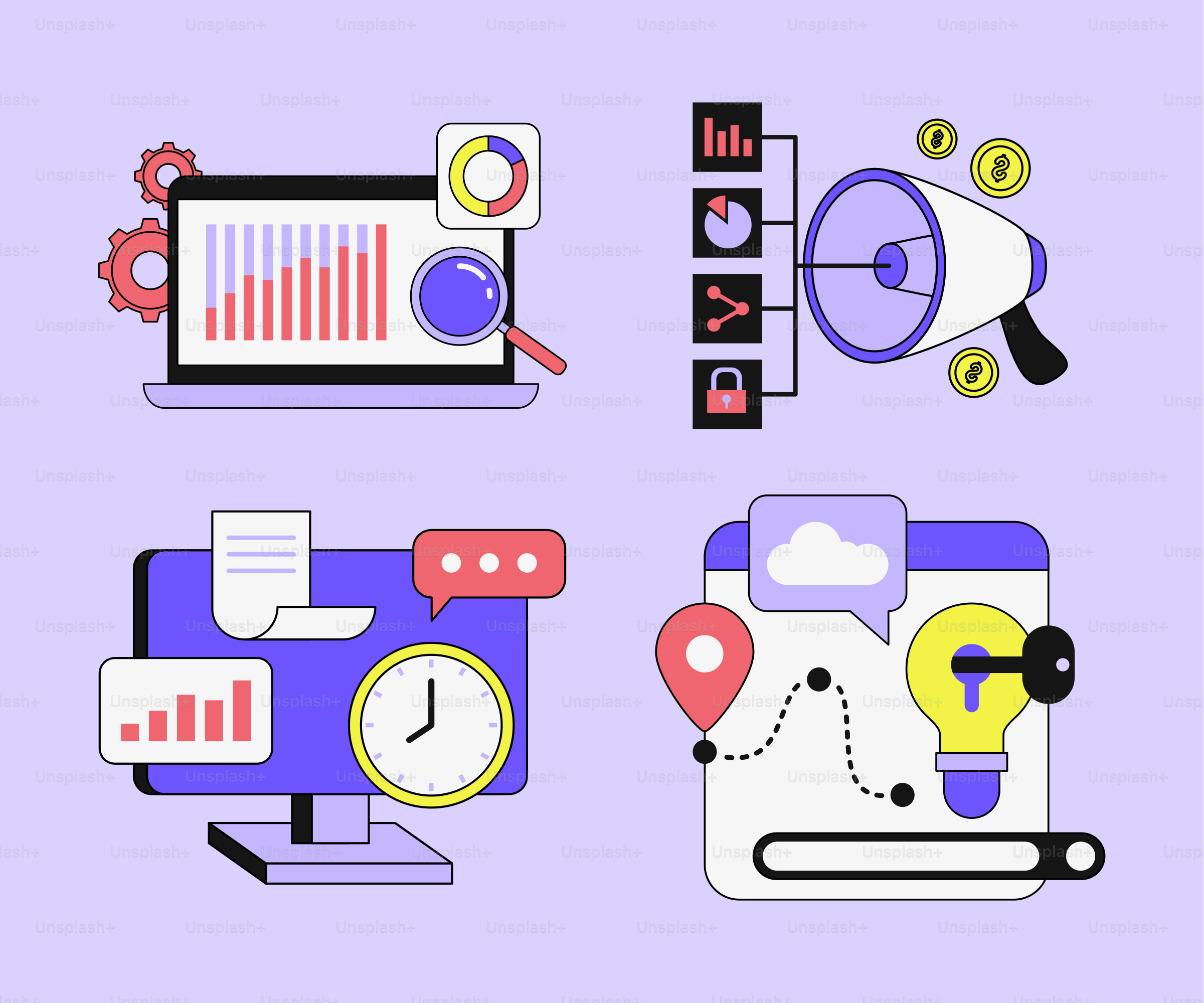 Un conjunto de iconos de diseño plano de varios dispositivos