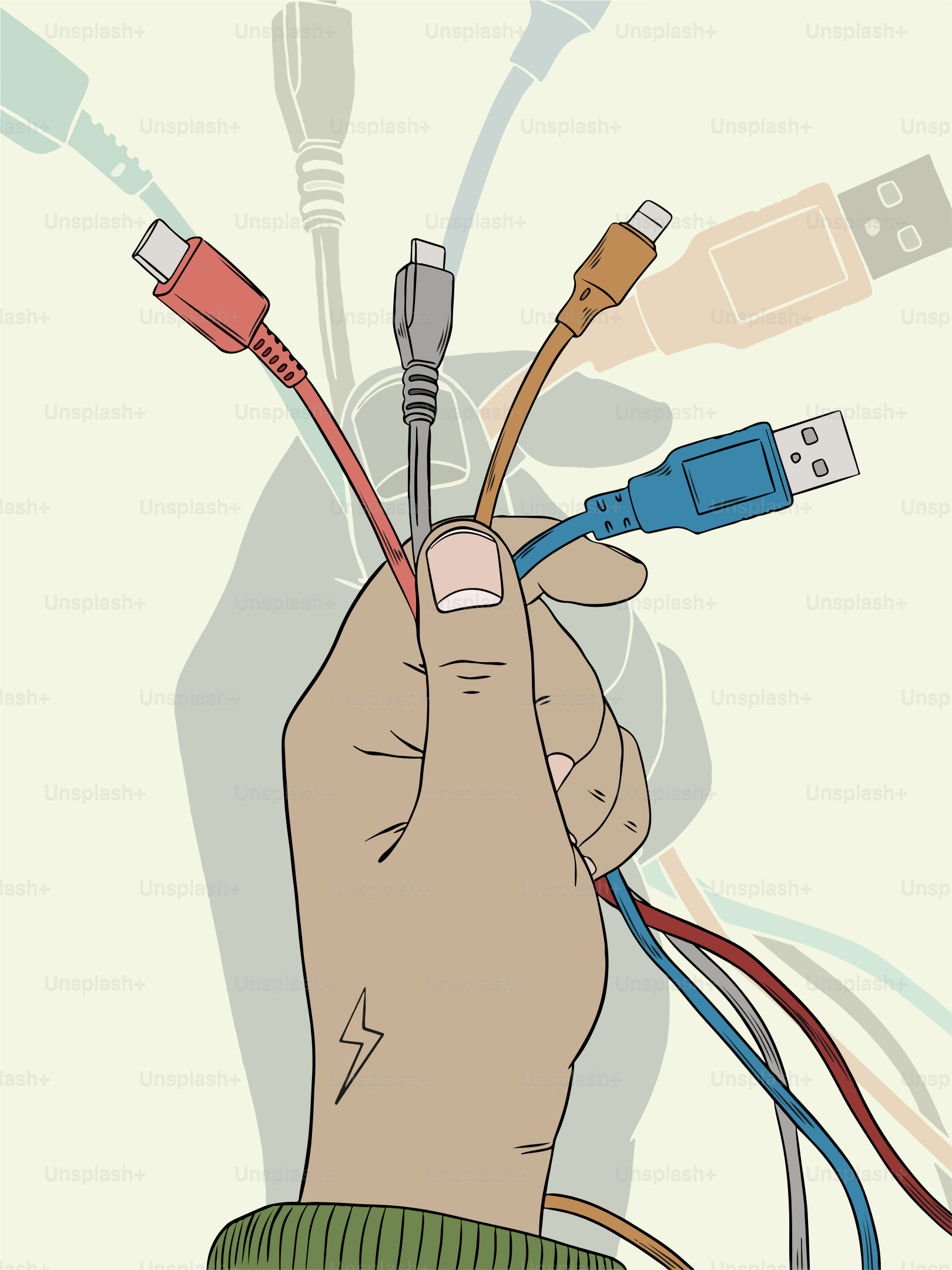 A person holding a bunch of wires in their hand