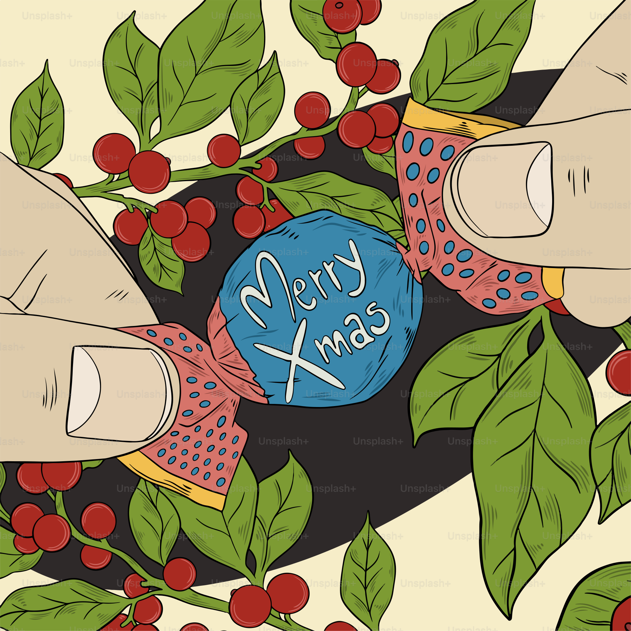 A pair of hands holding onto a christmas ornament