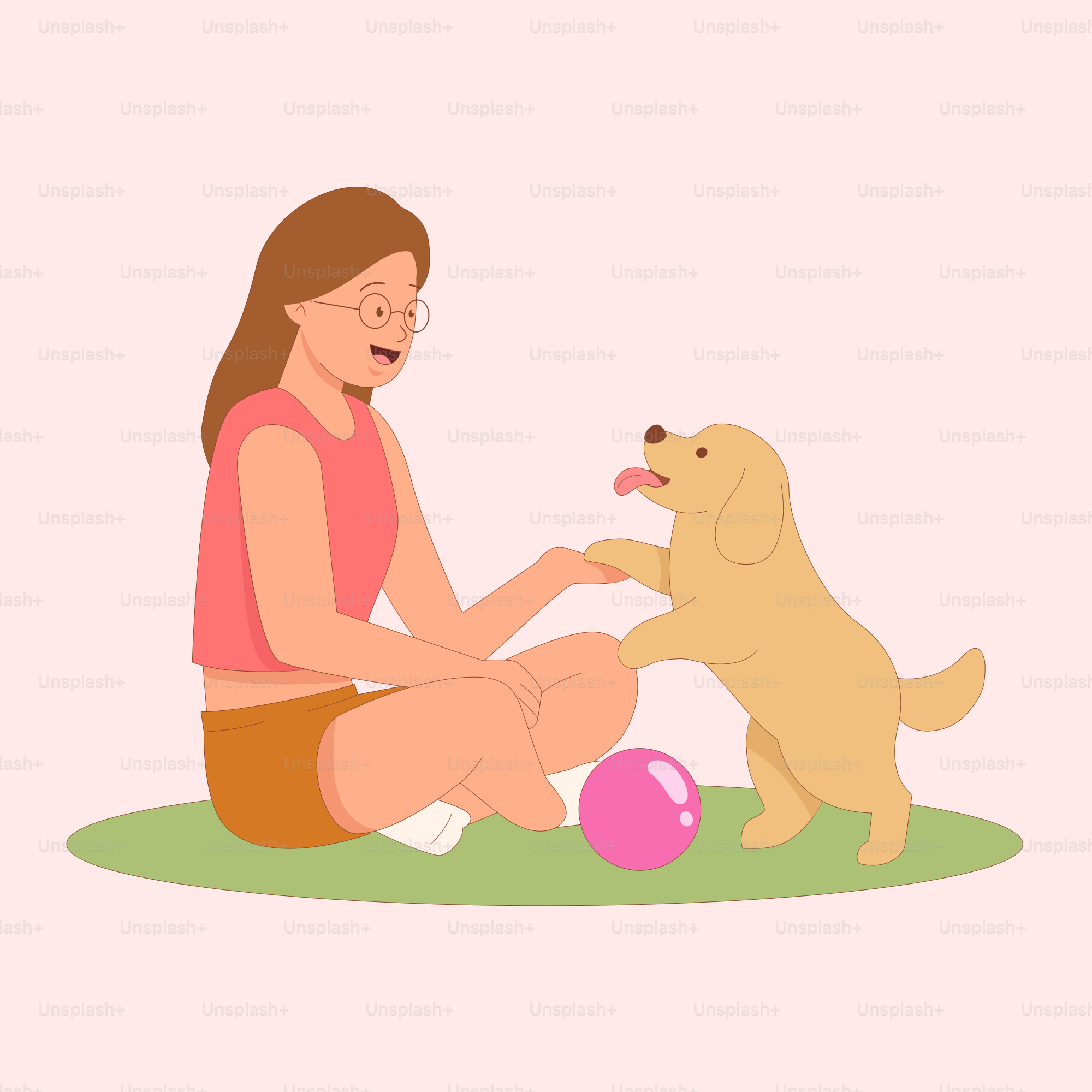 Una mujer sentada en el suelo jugando con un perro vector – Imagen de  Animal en Unsplash, image size:3000x3000