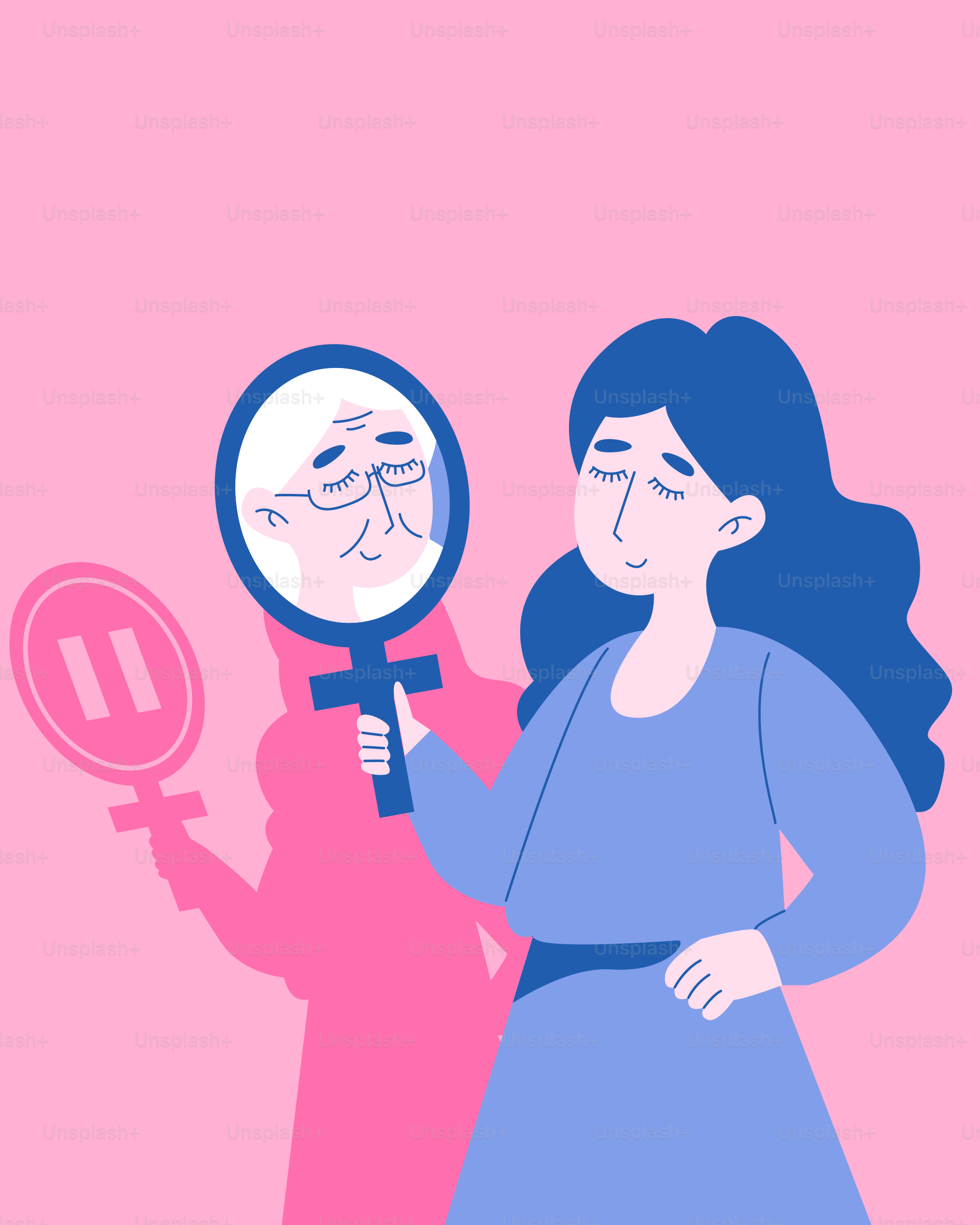 Una mujer mirándose en el espejo