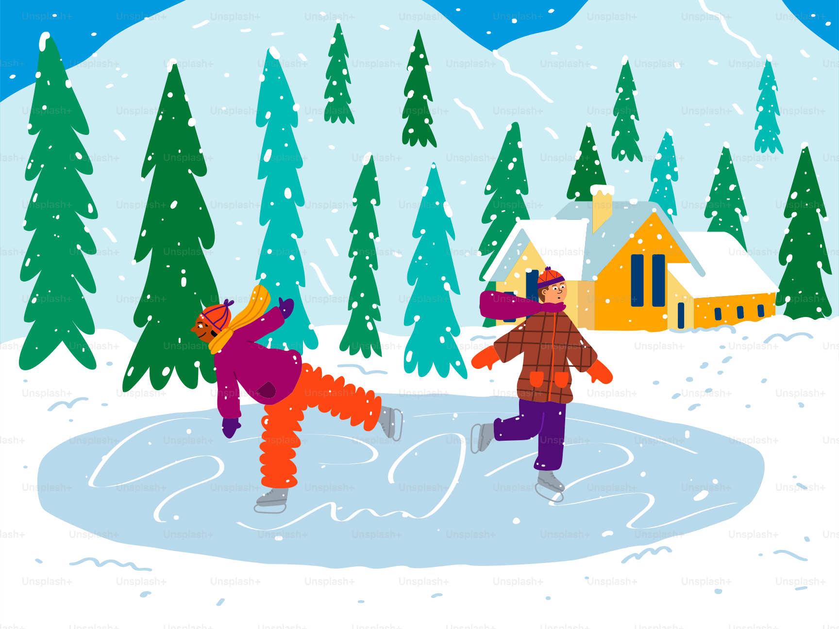 A couple of people that are standing in the snow