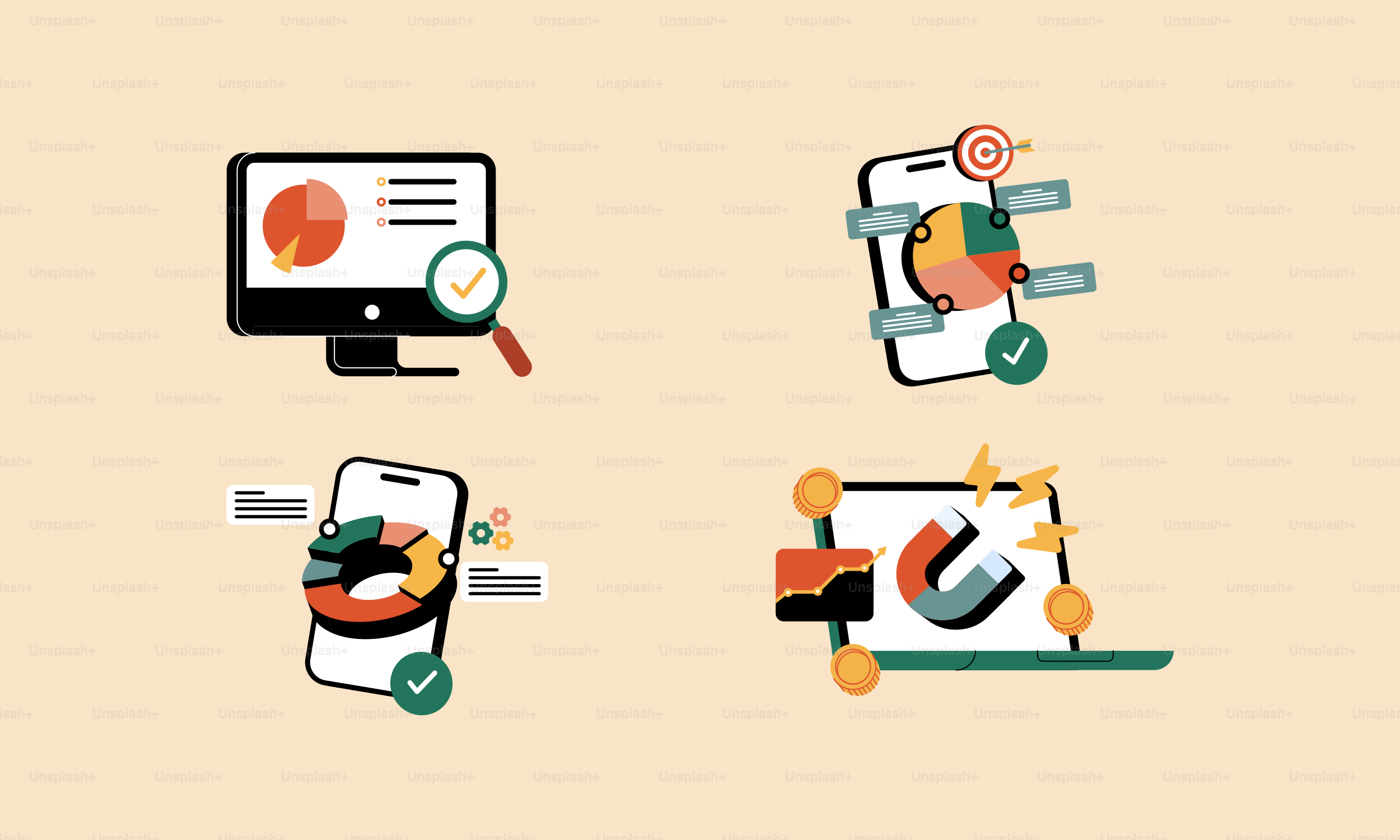 A bunch of different types of devices on a beige background