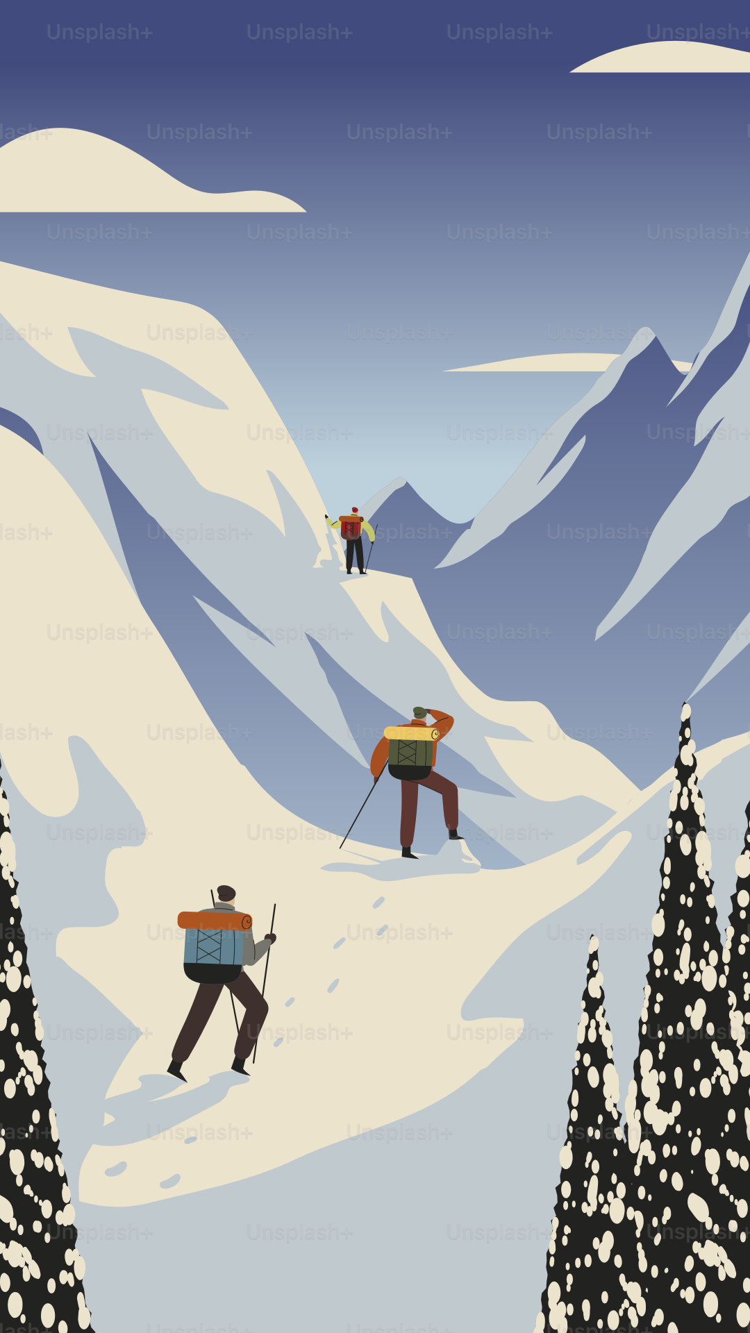 Un groupe de personnes descendant à ski une pente enneigée