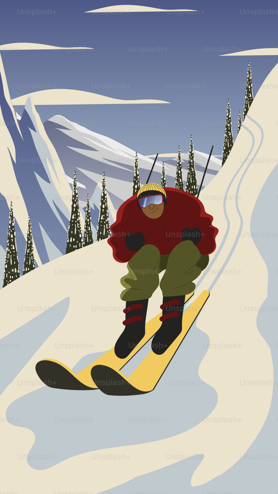 A man riding a snowboard down a snow covered slope
