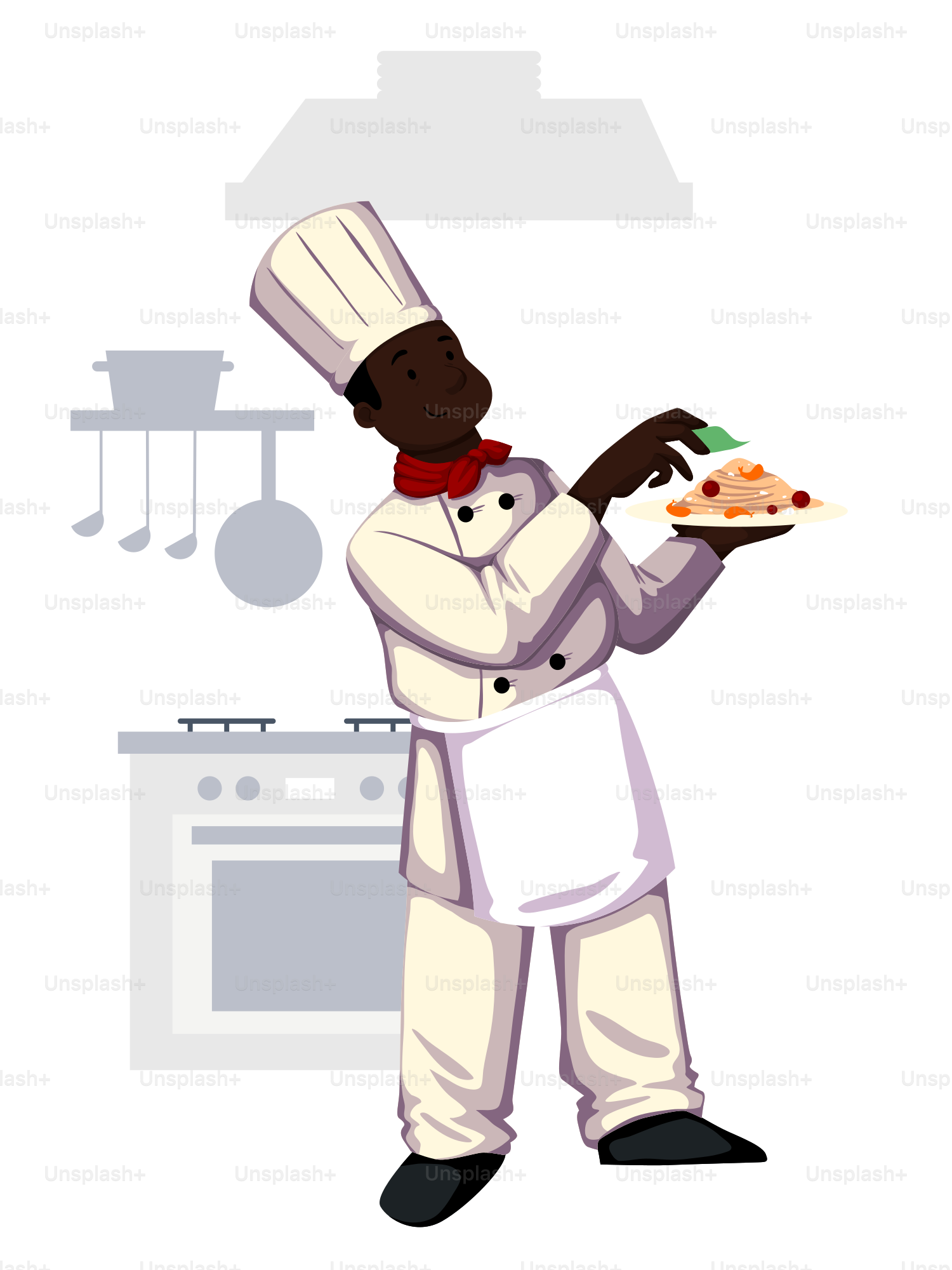 A man in a chef's uniform holding a plate of food