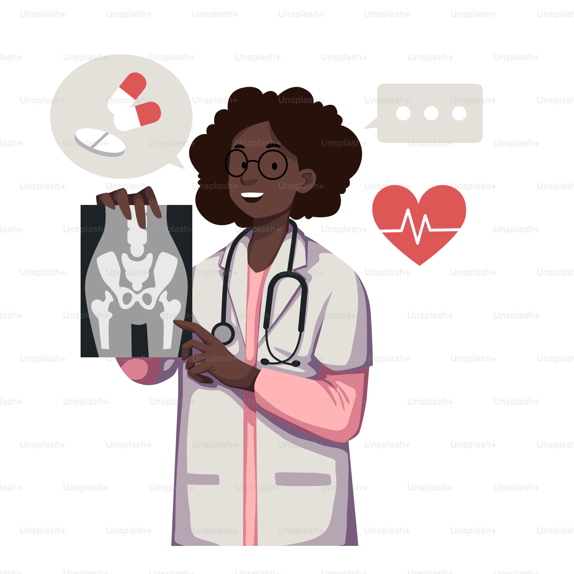 A woman in a doctor's coat holding a card