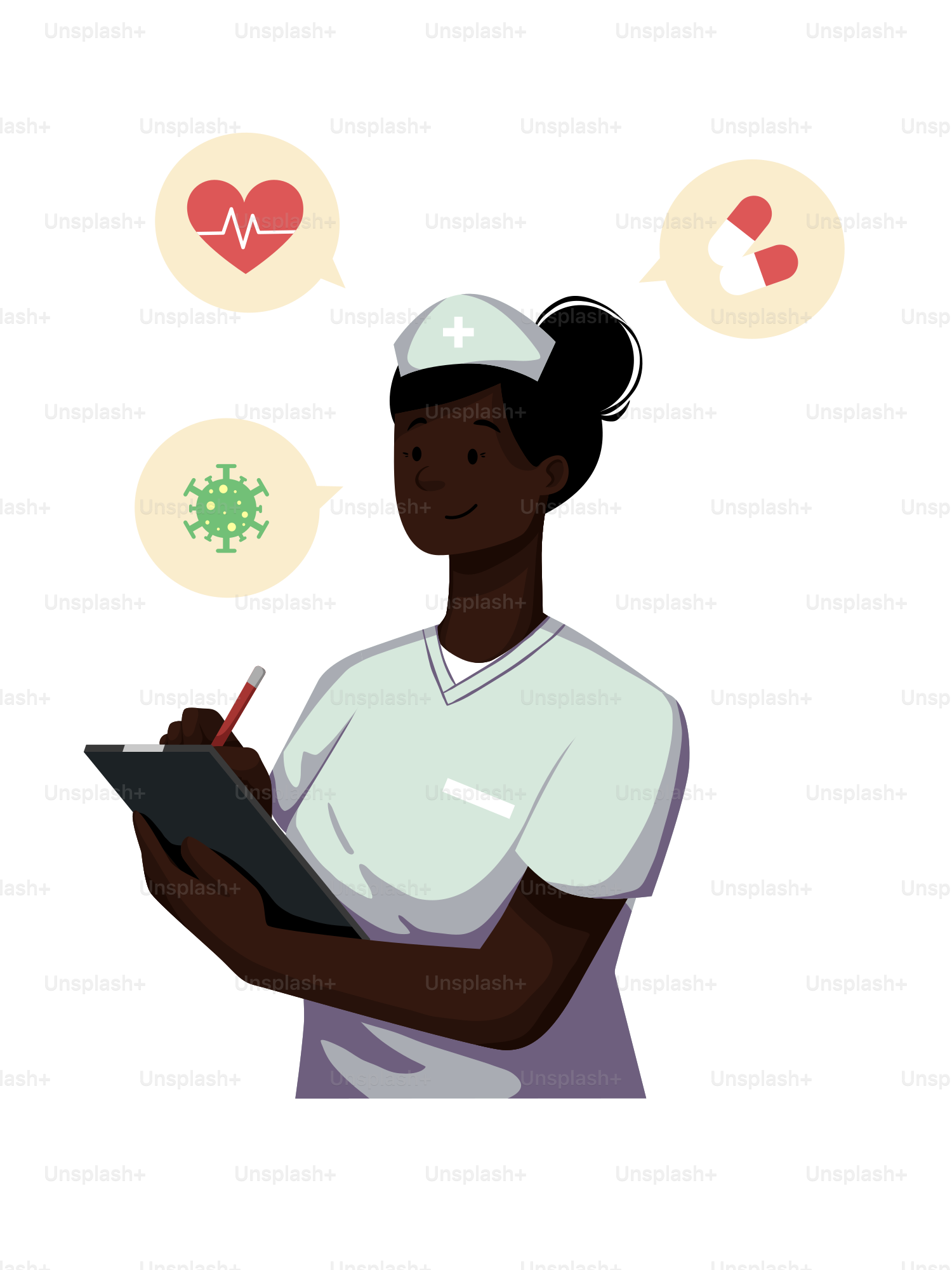 A woman in white shirt holding a clipboard