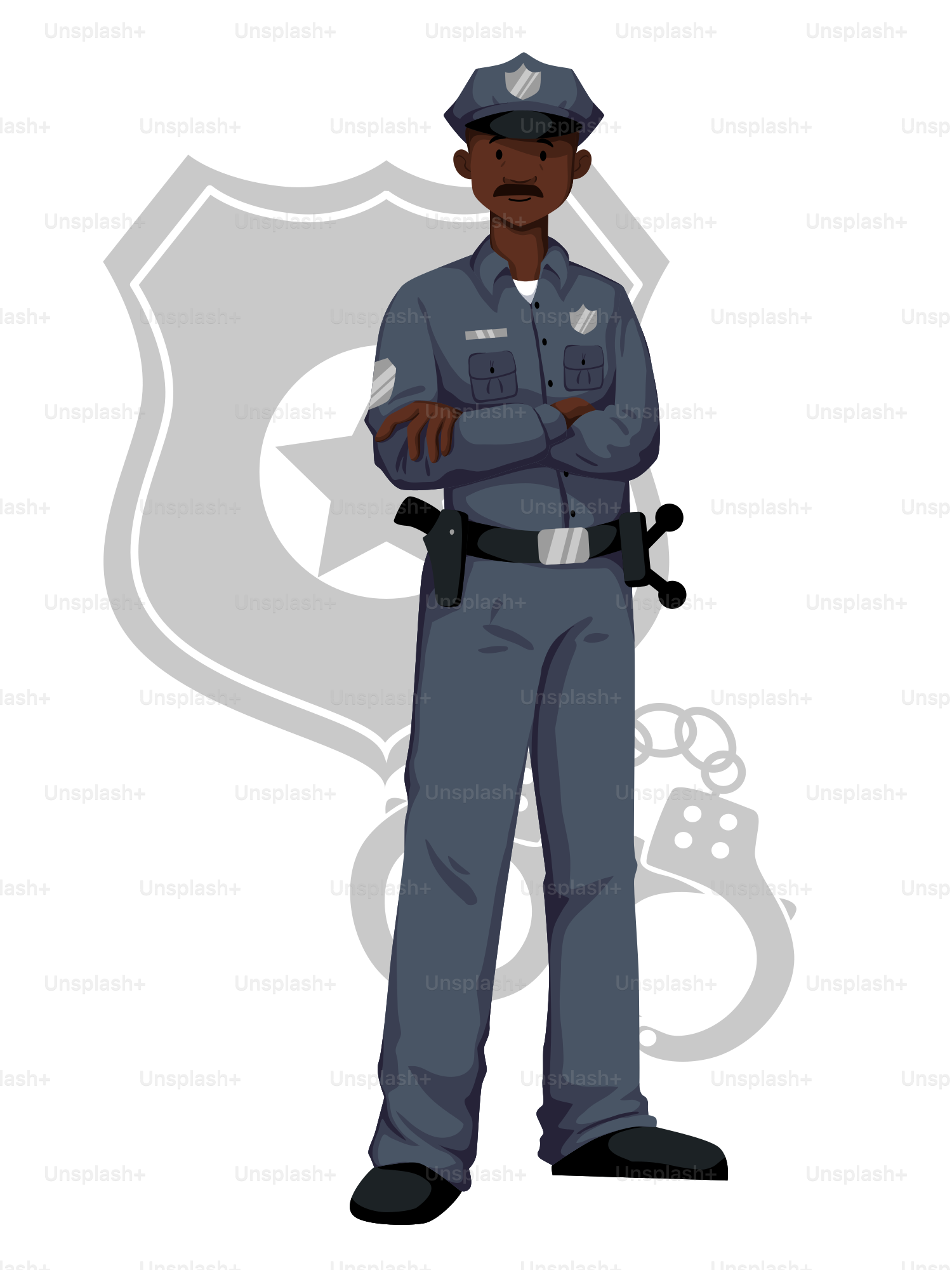 腕を組んで立つ警察官