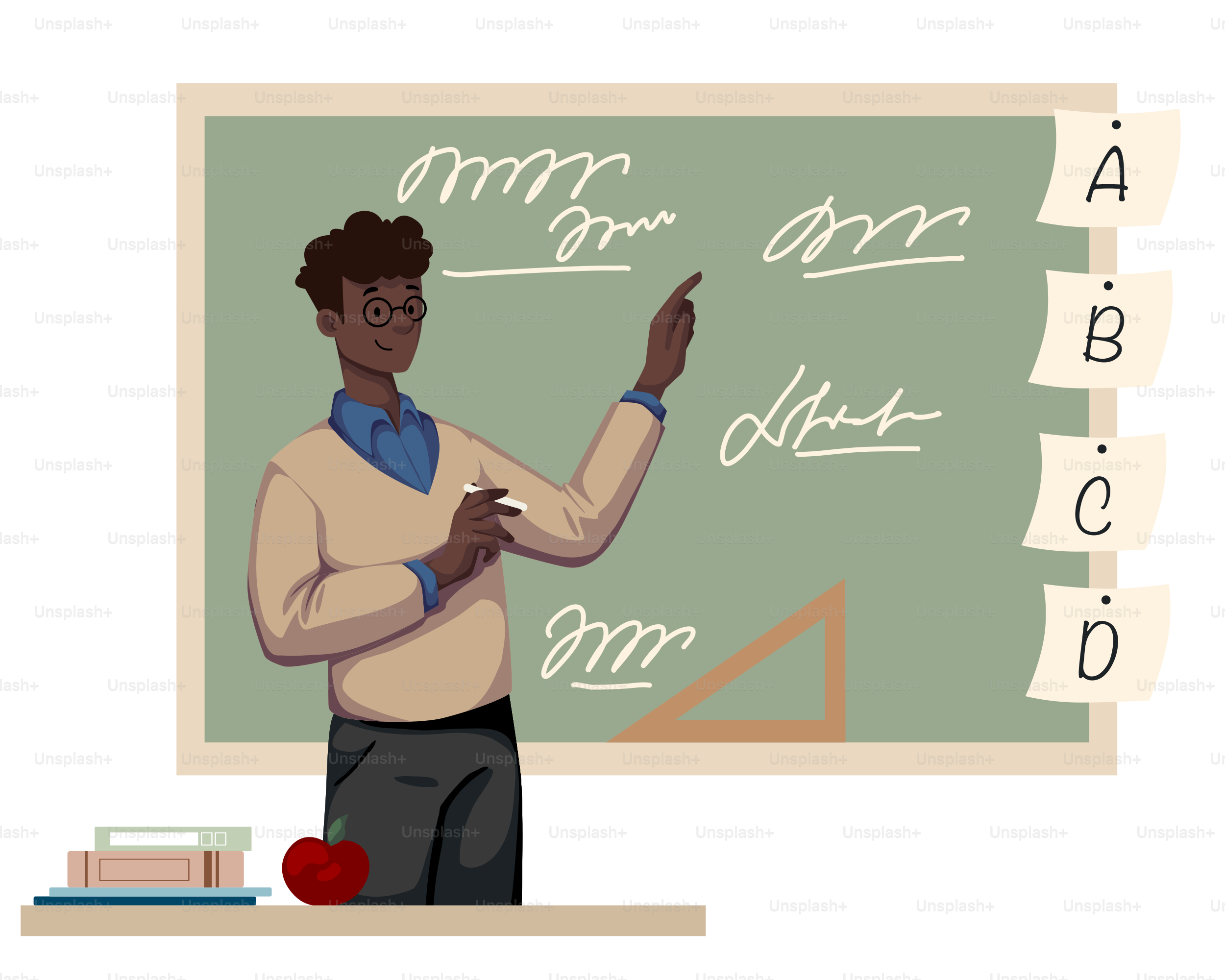 Un hombre de pie frente a una pizarra con un escrito en ella