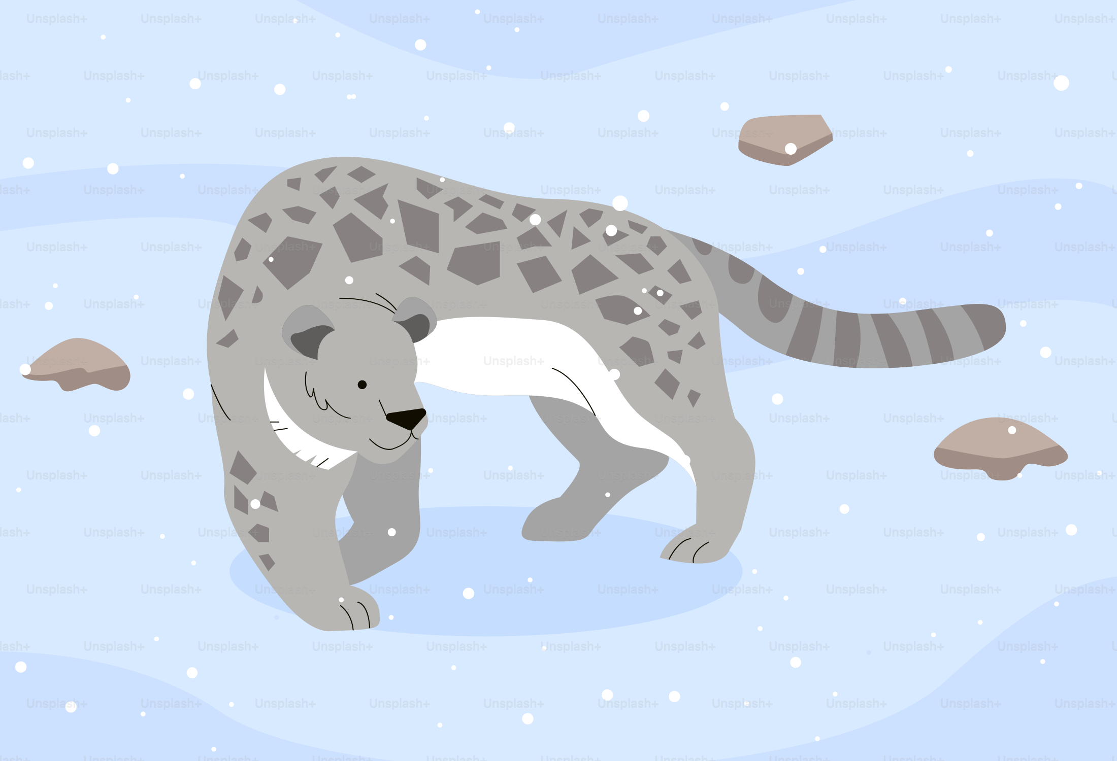 A cartoon of a snow leopard and a cat
