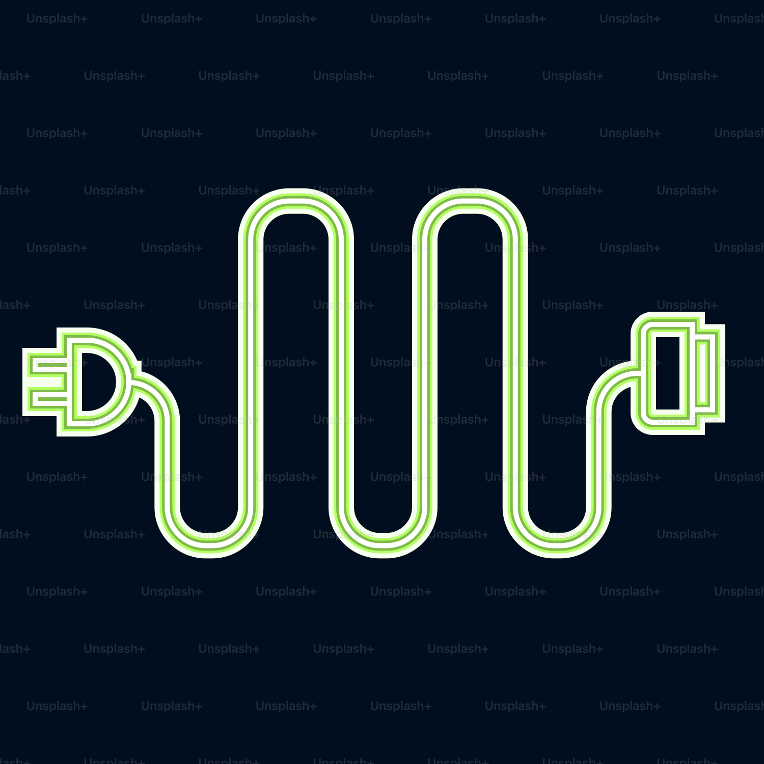 A neon green and white snake on a black background