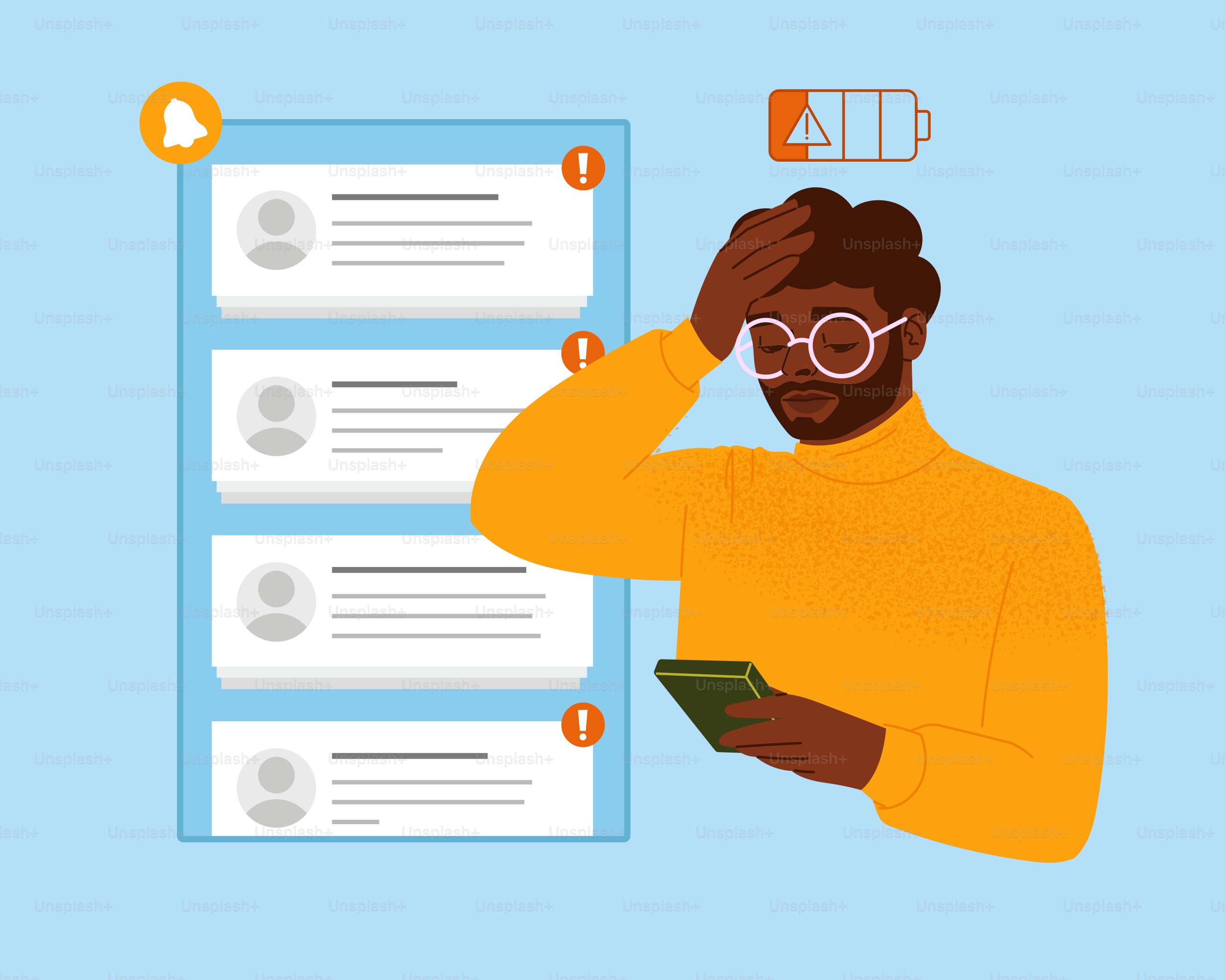 A man holding a tablet next to a stack of papers