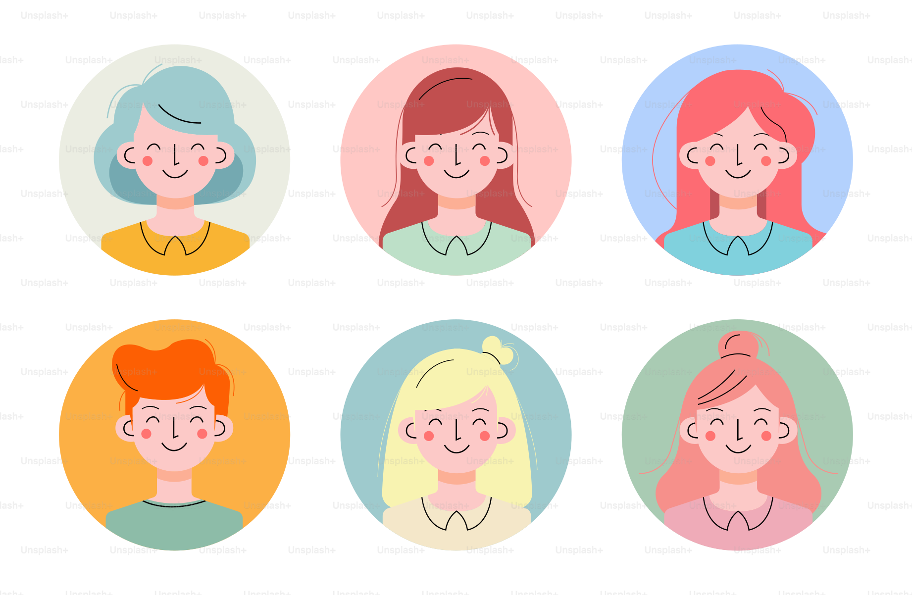 un-gruppo-di-persone-con-diverse-espressioni-facciali-vettoriale