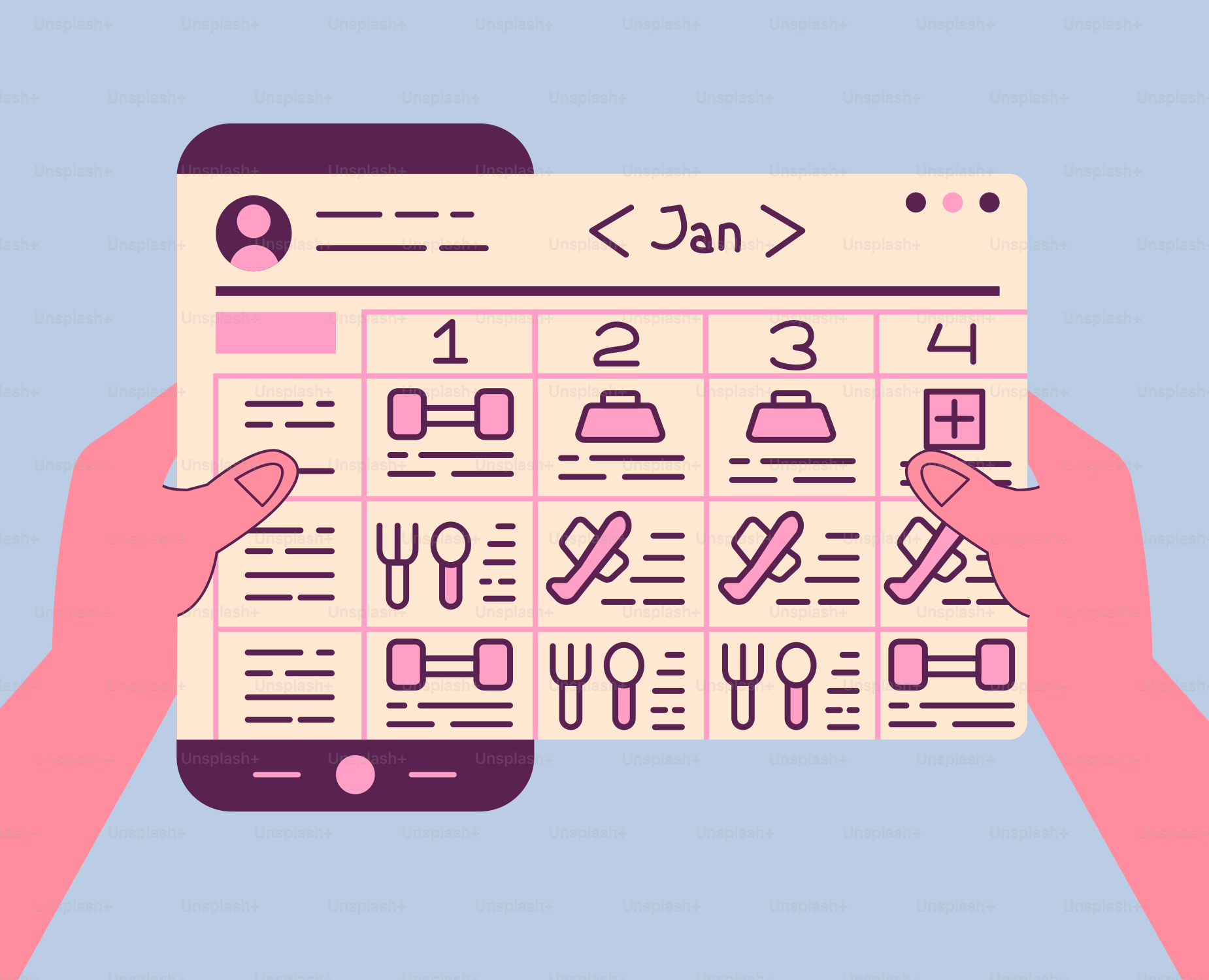 A person holding a phone with a calendar on it
