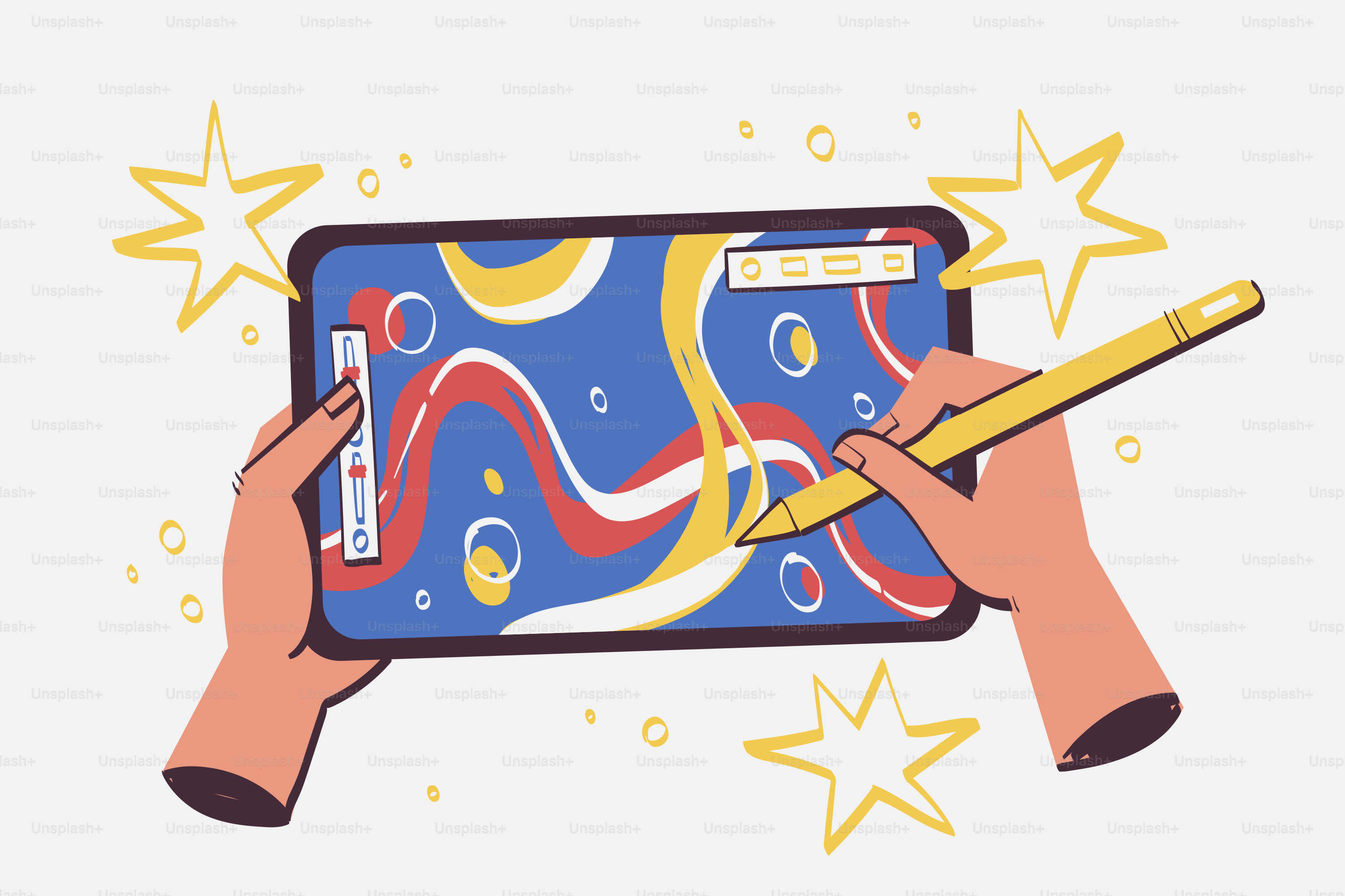 A person holding a tablet with a pen in their hand