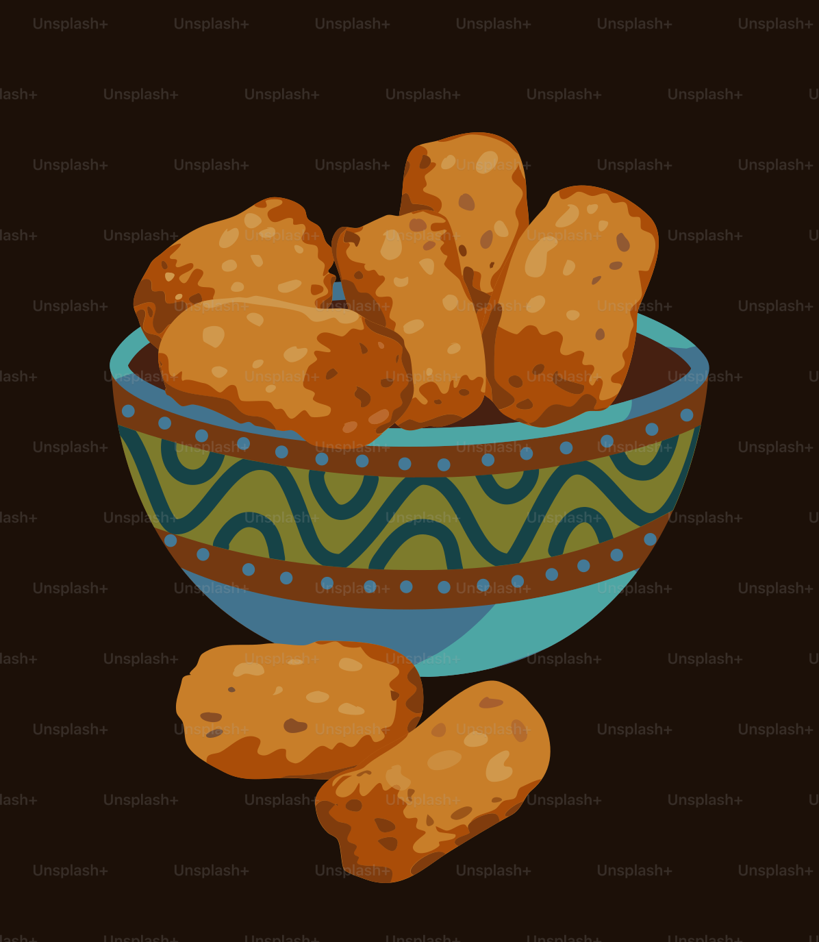 A bowl filled with fried food on top of a table