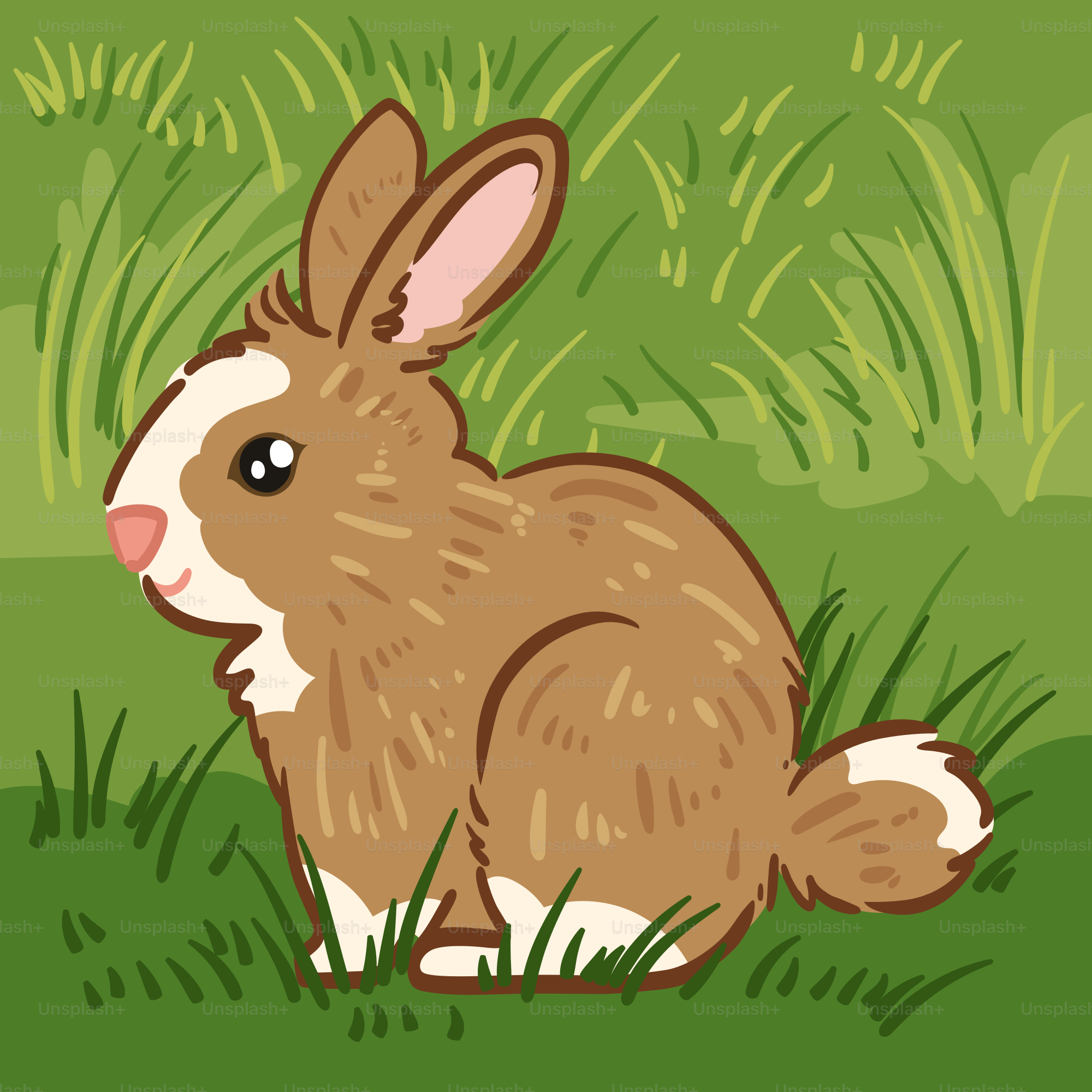 A rabbit is sitting in the grass