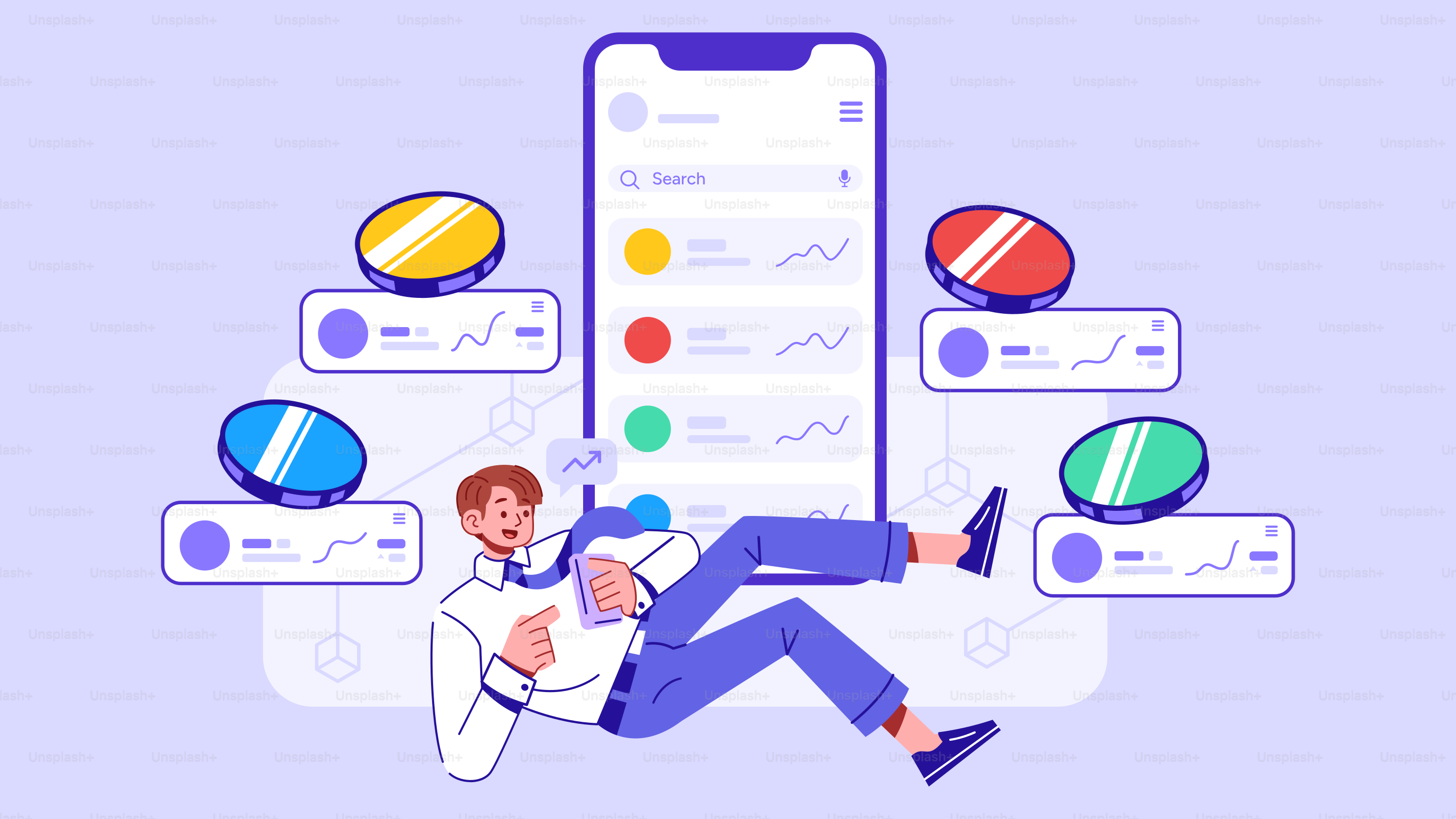 Um homem deitado no chão ao lado de um telefone celular