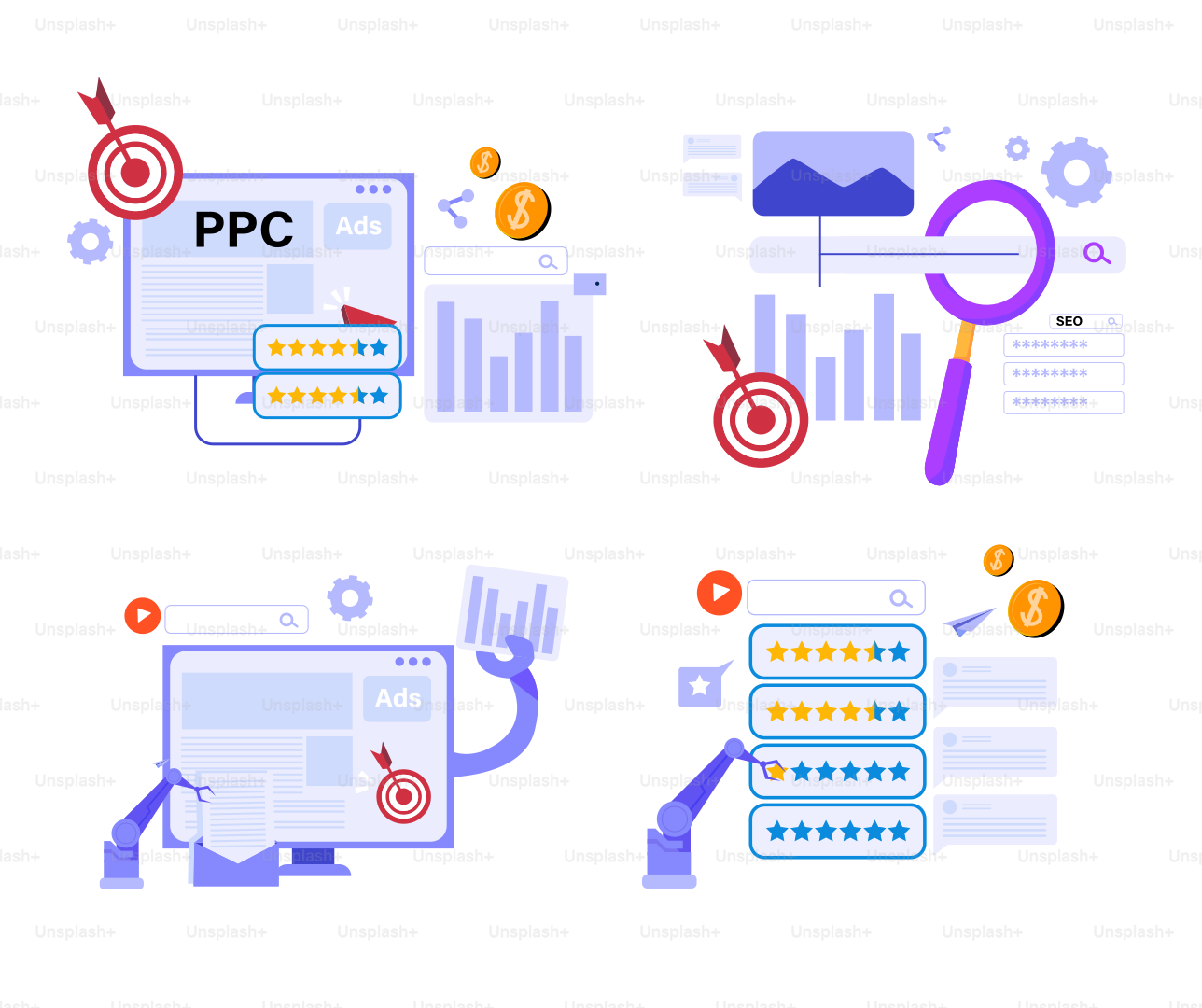 A bunch of icons that are on a white background