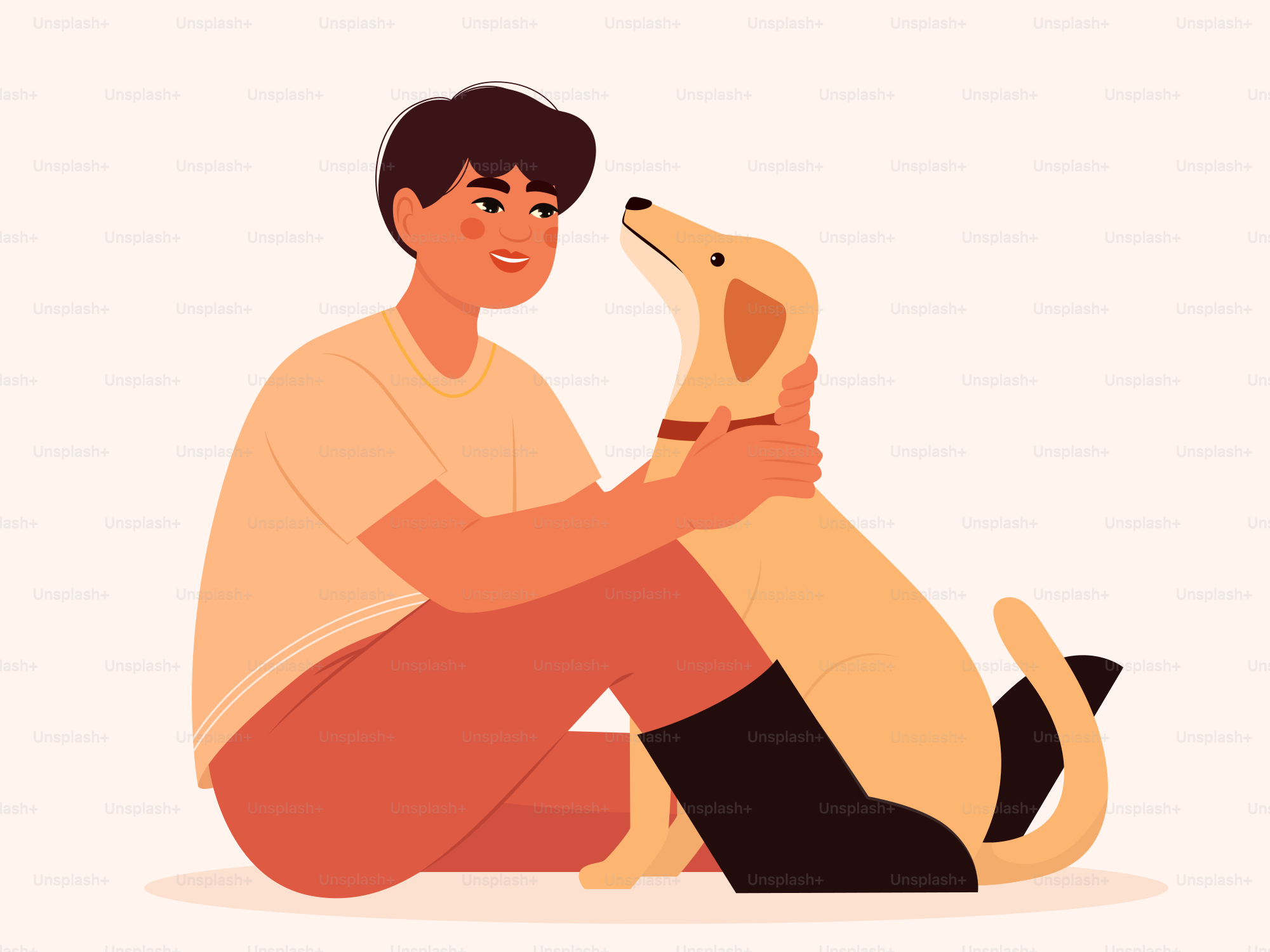 A man sitting on the ground with a dog