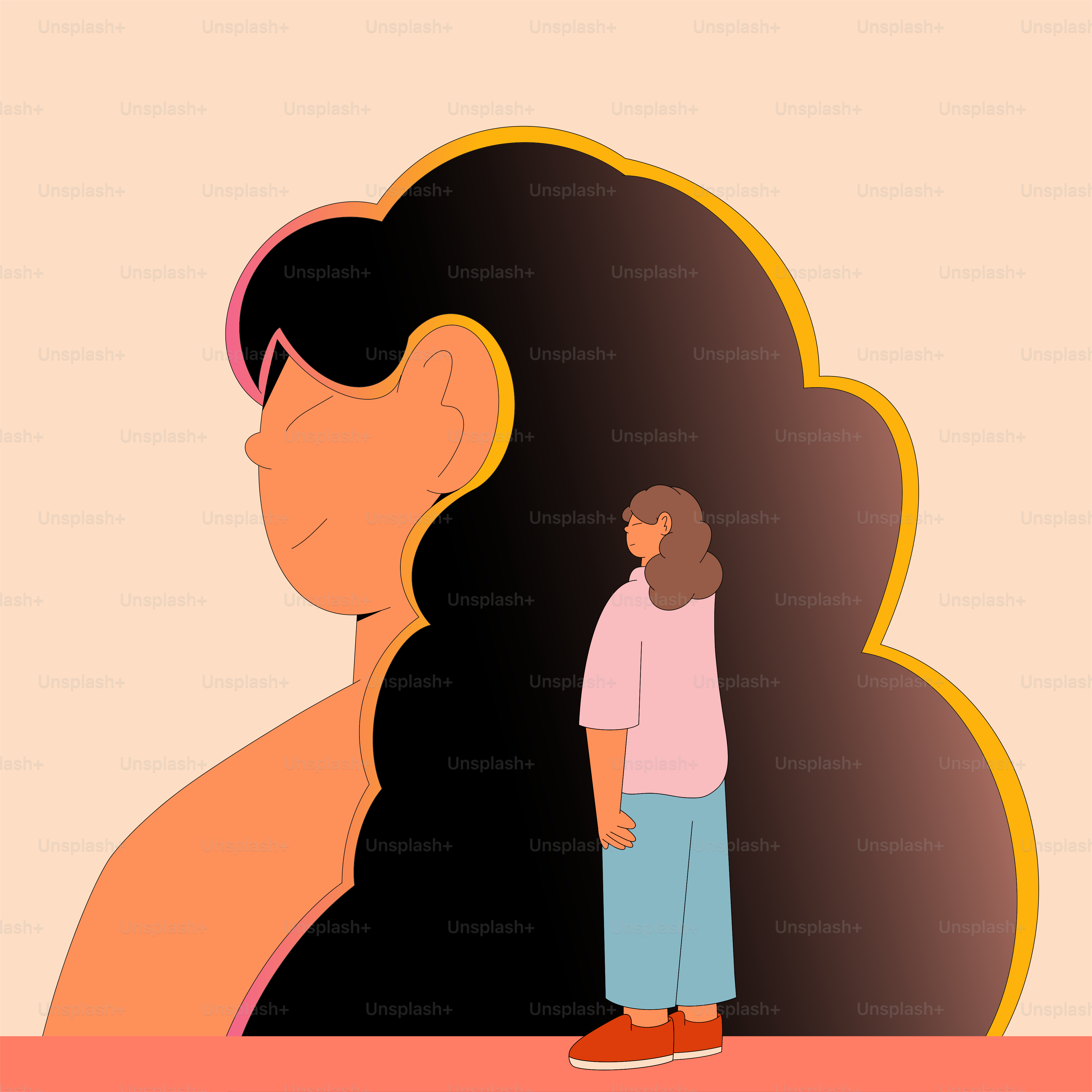 Una donna in piedi davanti a un uomo con i capelli lunghi