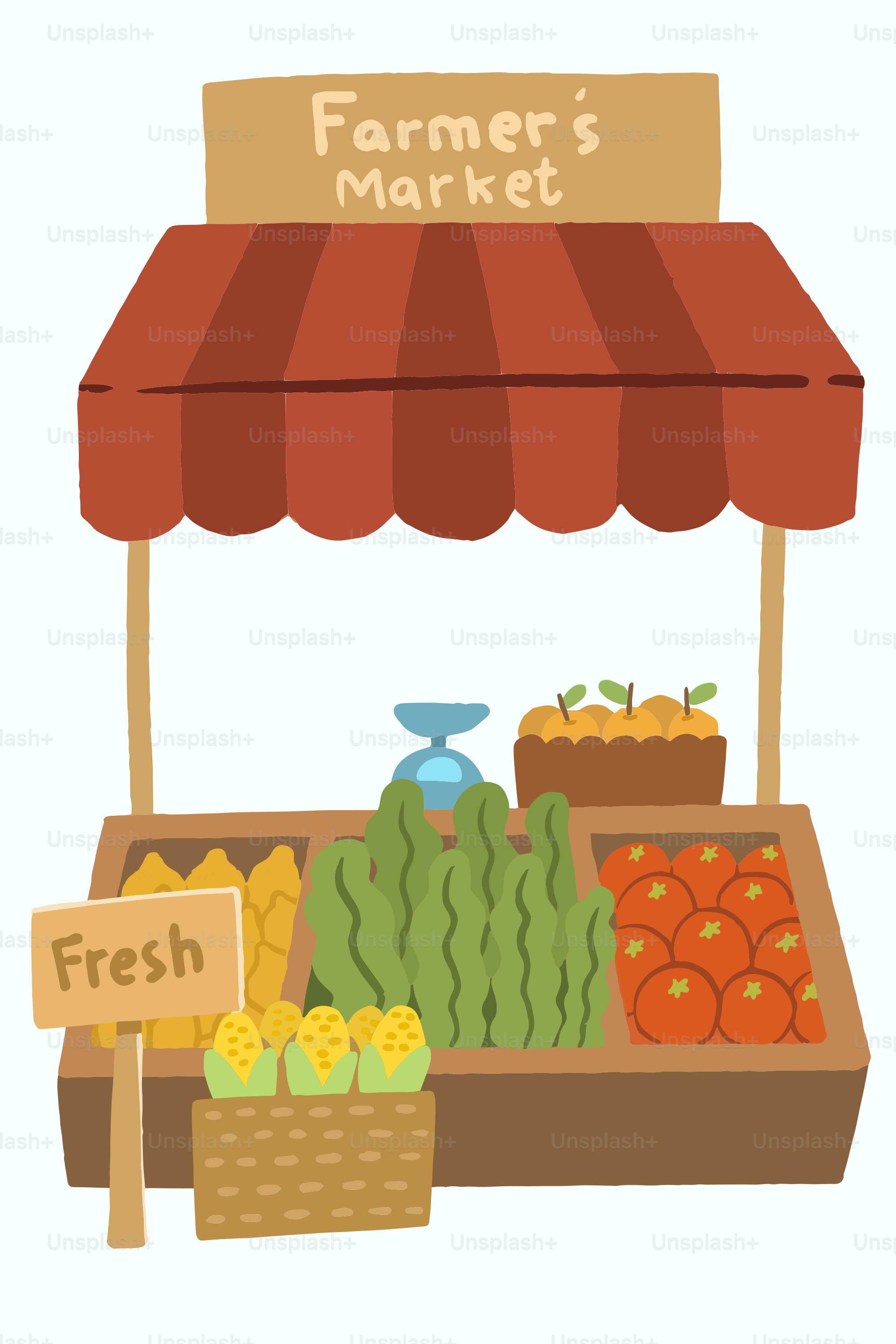 A farmer's market stand with fresh fruits and vegetables