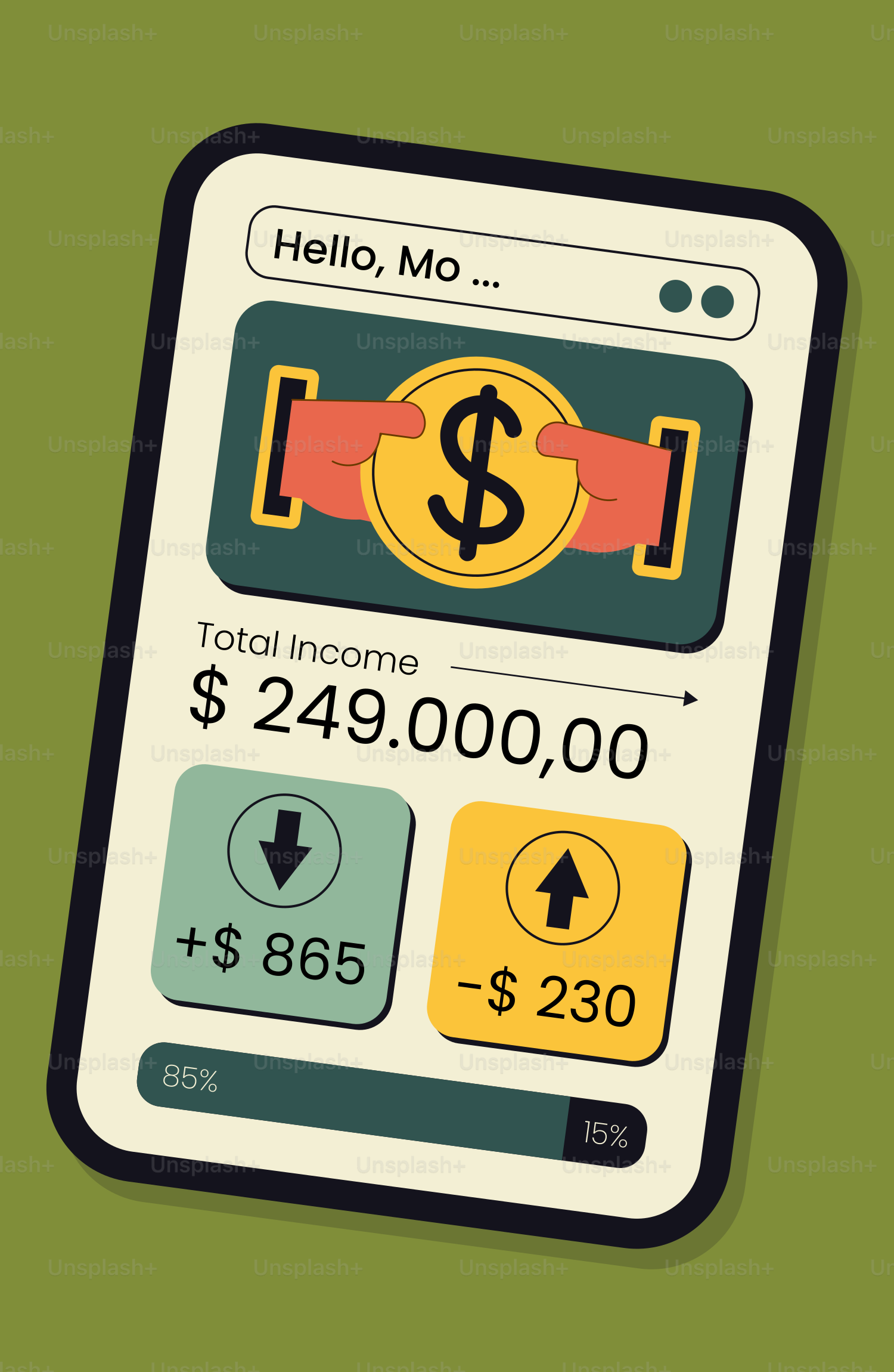 Un téléphone portable avec un signe dollar à l’écran