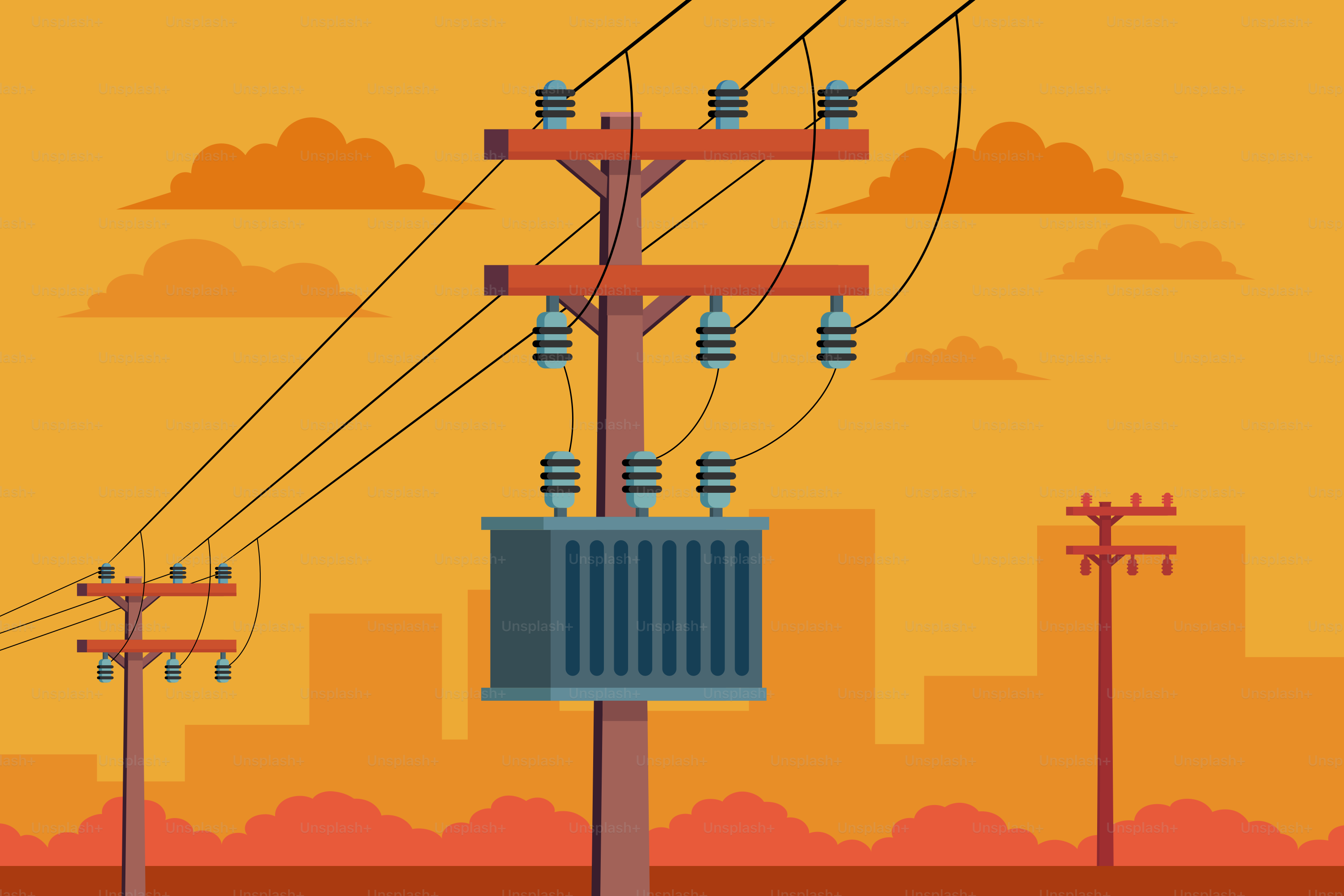 A picture of a power line with a sky background