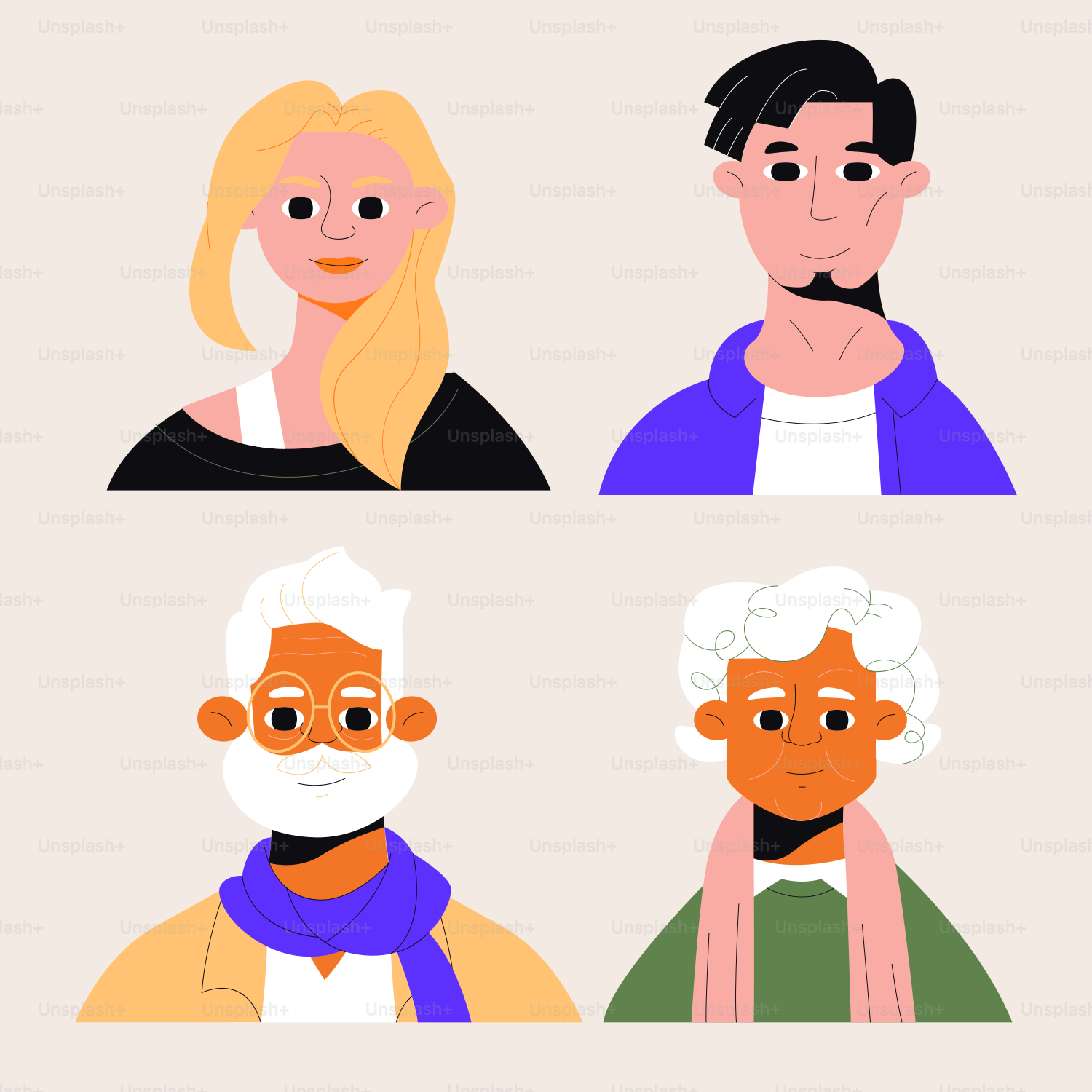 A group of people with different facial expressions