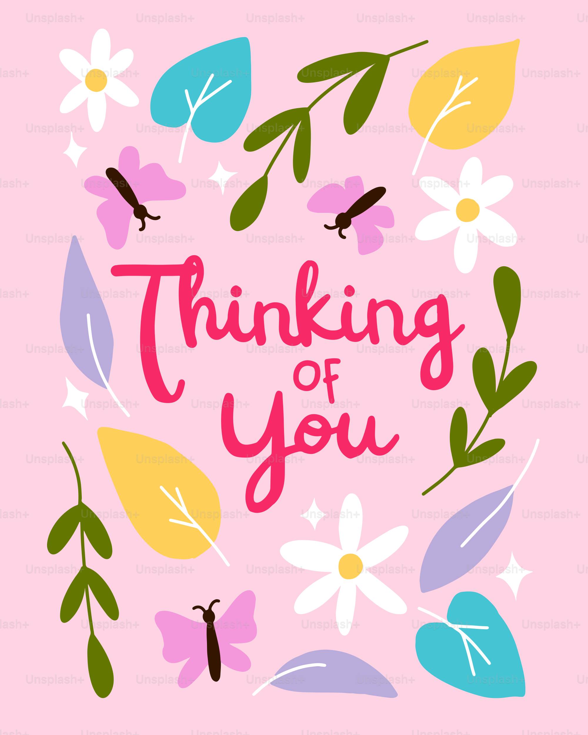 Un biglietto rosa con le parole pensando a te