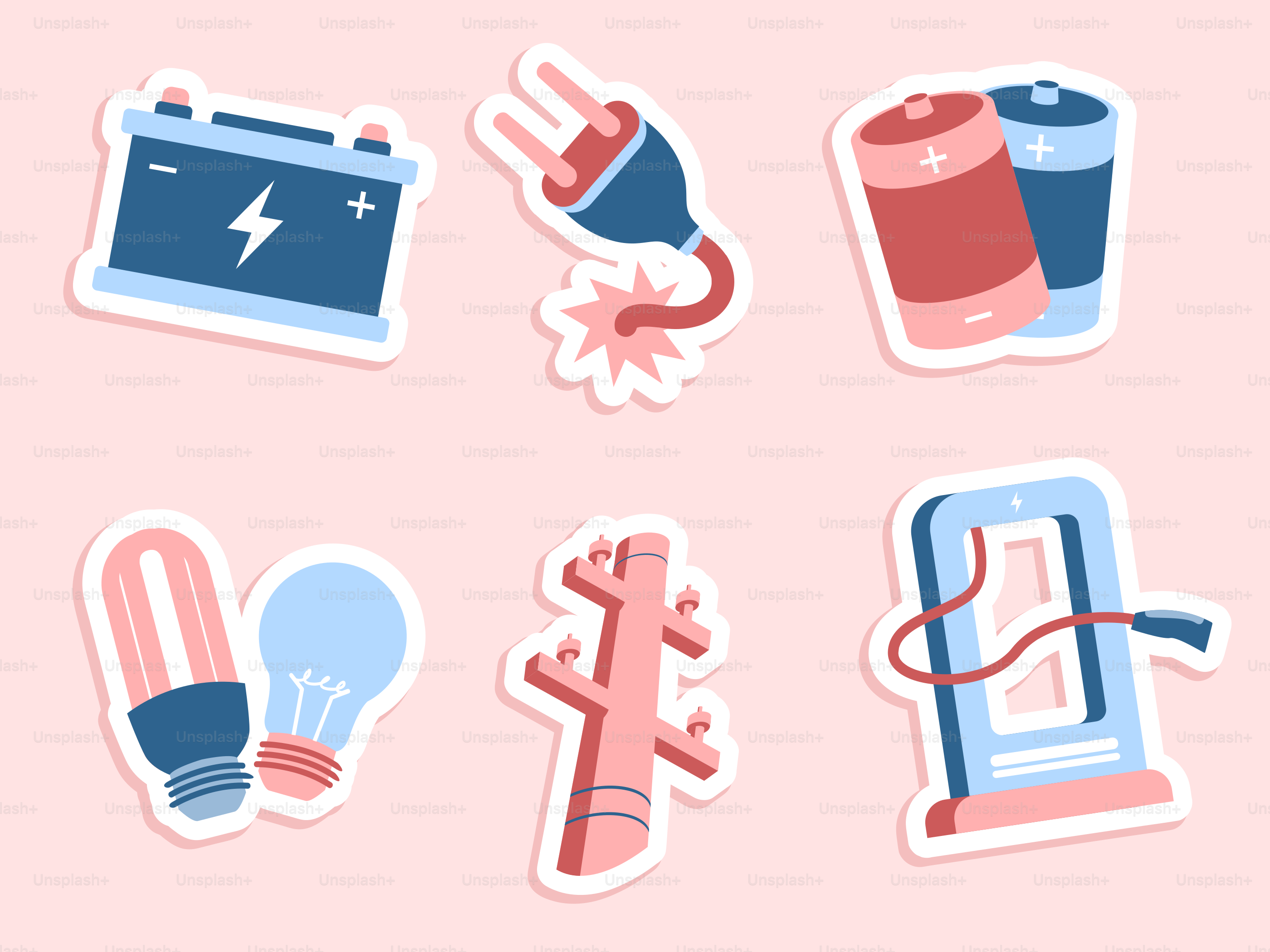 A bunch of stickers that are on a pink background
