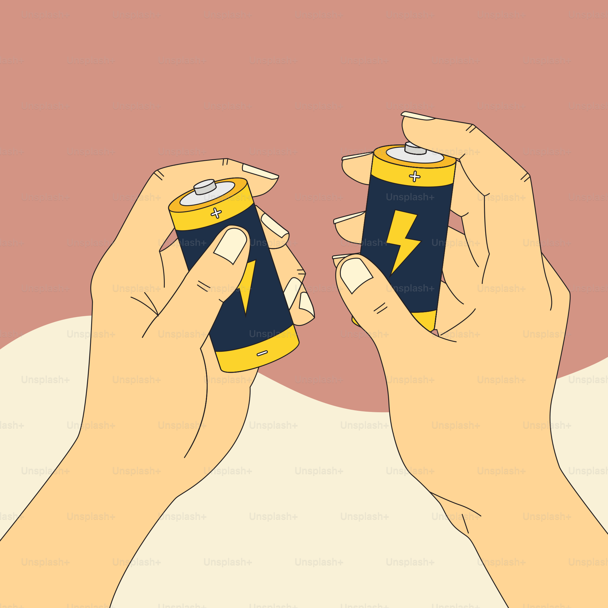 Two hands holding two cans of energy drink